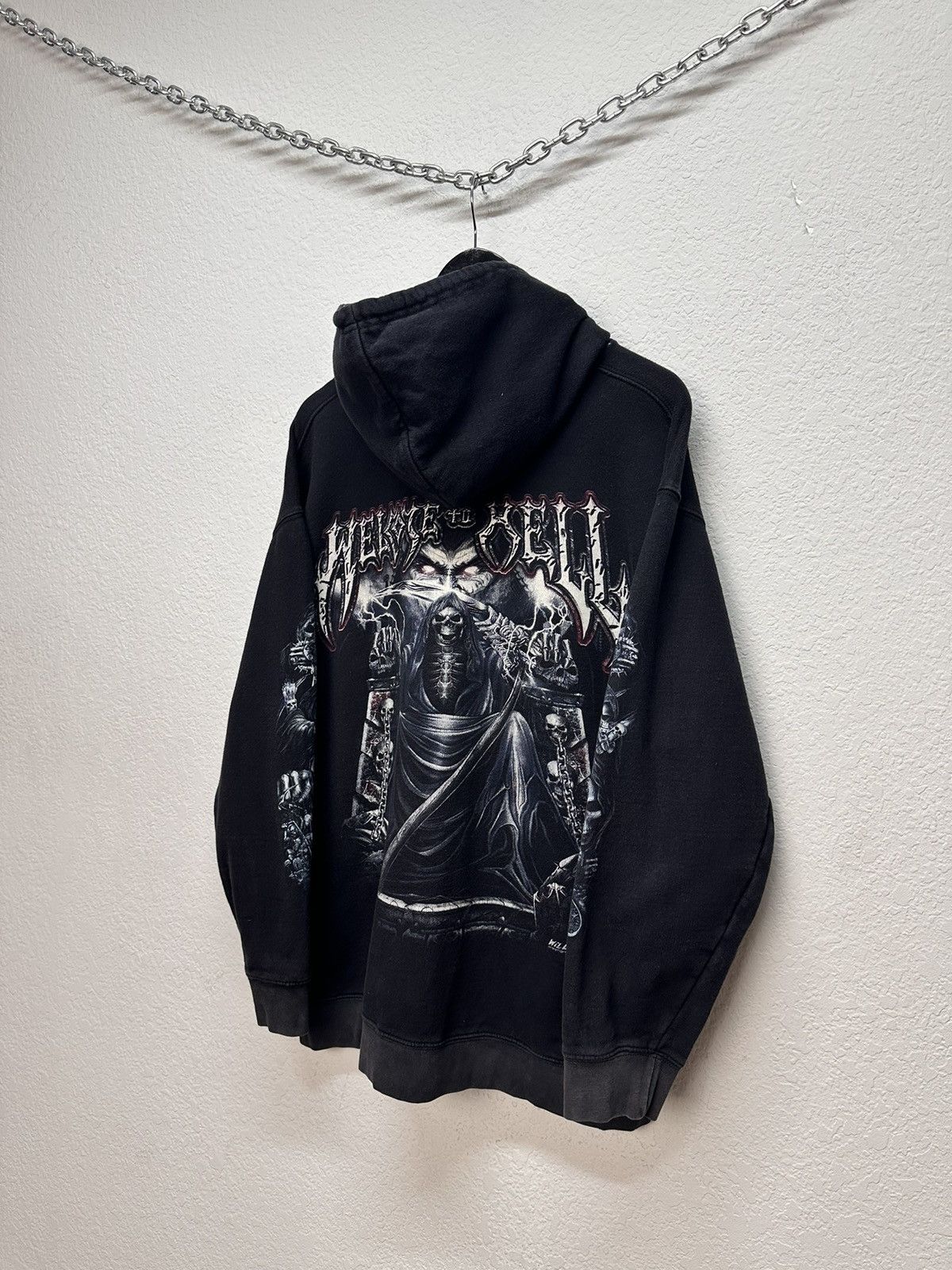 Band Tees Vintage Hoodie Welcome To Well Gothic Punk Wild 90s skull Size US XL / EU 56 / 4 - 10 Thumbnail