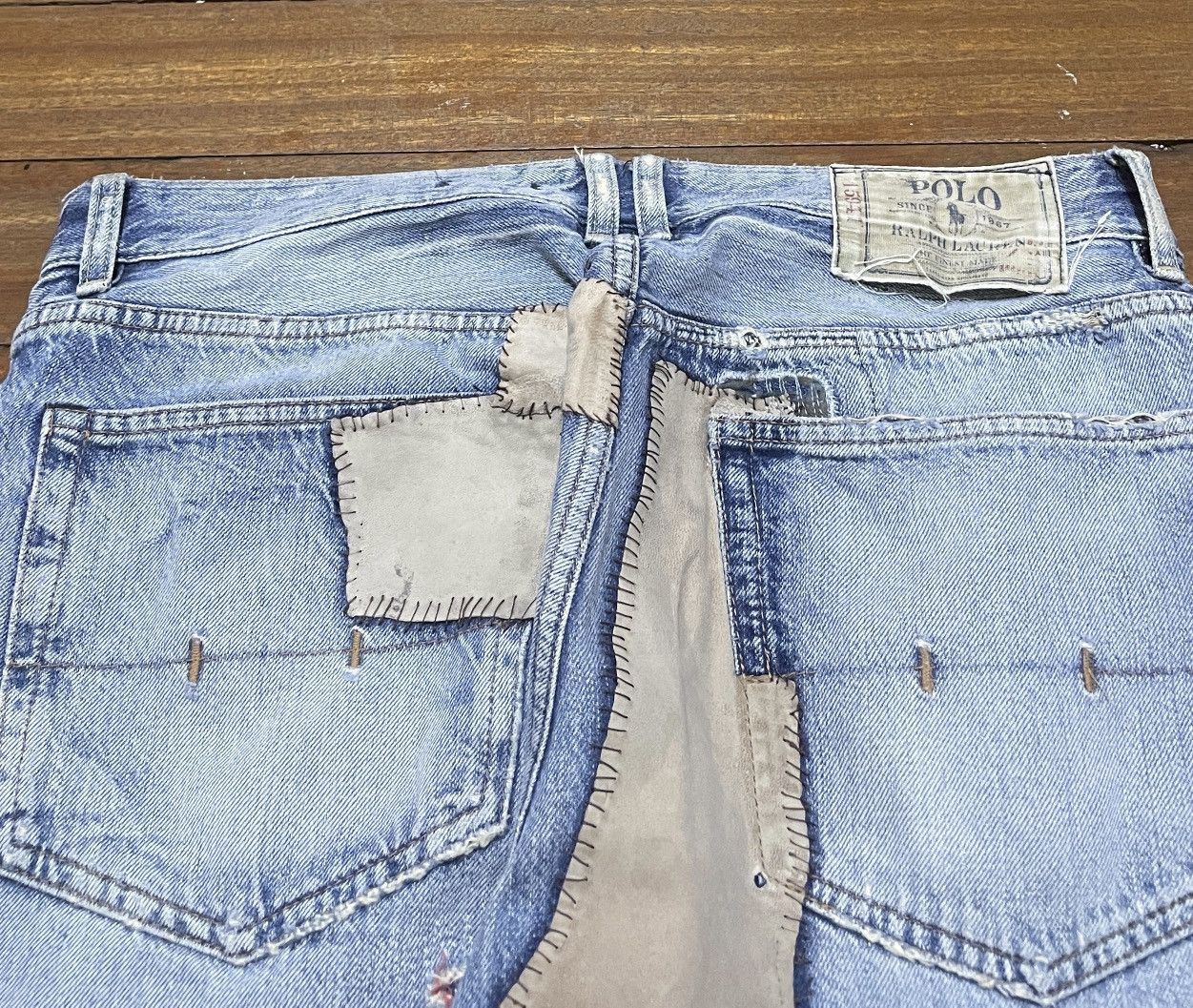 Polo Ralph Lauren Very Rare Vintage Polo Ralph Lauren Sashiko Boro Jeans 1990s Size US 31 - 4 Thumbnail