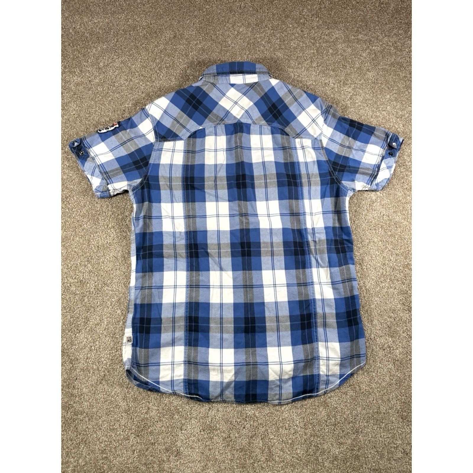 Petrol Industries Petrol Industries Blue Plaid Pearl Snap Embroidered Work Shirt Mens Large Button-Up Shirt Size US L / EU 52-54 / 3 - 7 Thumbnail