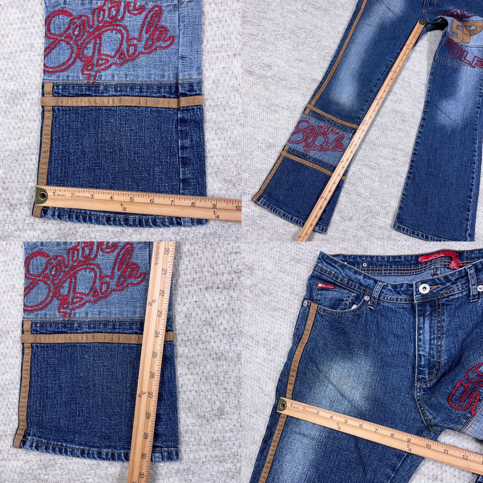 VINTAGE Southpole Jeans Women Junior 13 Boot Cut Logo 32x30 Denim Blue 5-Pocket Regular Mid Rise Bootcut Stretch Pants Boys?