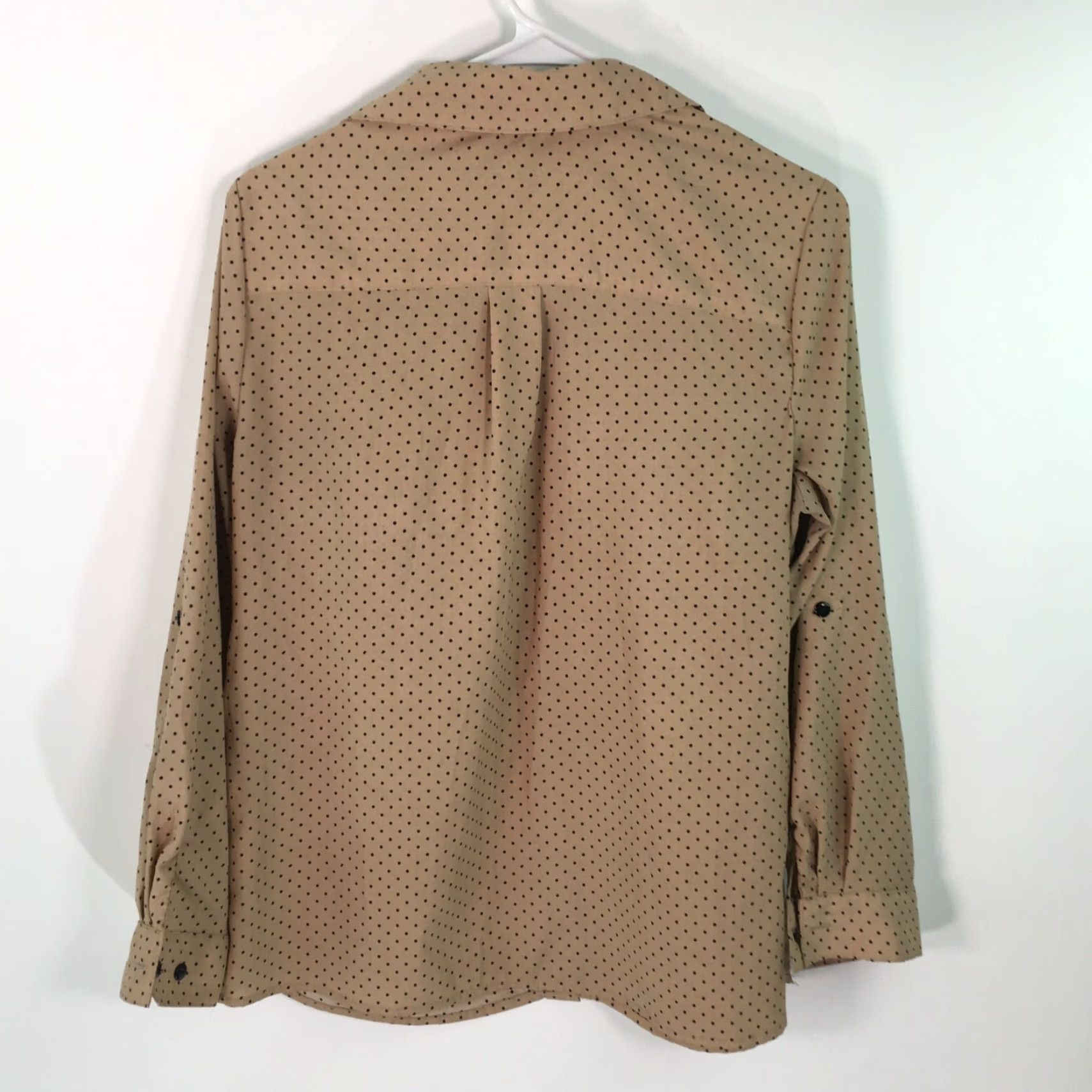 Vintage Notations Womens Blouse Casual Long Sleeves Beige Collared Button Size PM Size M / US 6-8 / IT 42-44 - 2 Thumbnail