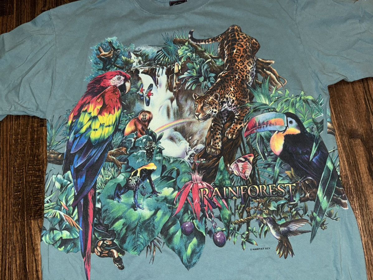 Habitat Vintage 90s Habitat Rainforest Animal Jungle Graphic T-Shirt Size US XL / EU 56 / 4 - 4 Thumbnail