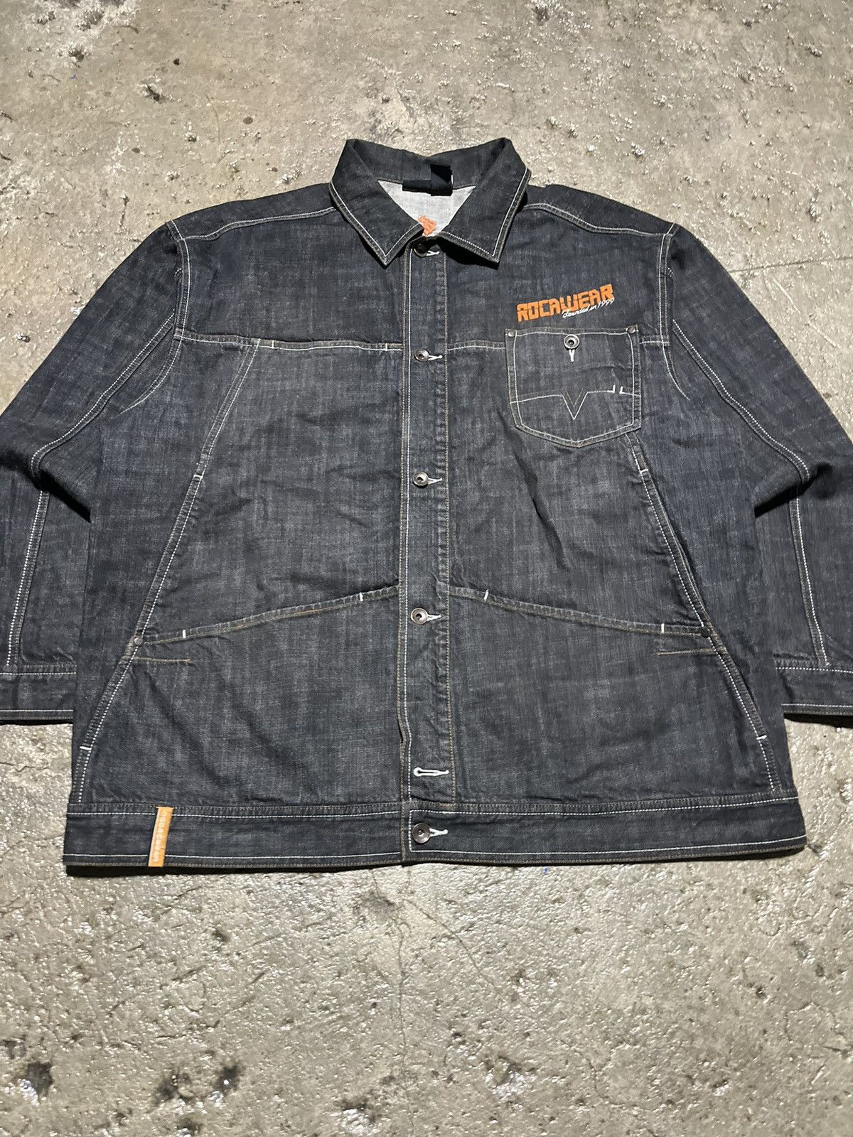 Crazy Vintage Y2K Rocawear Denim Jacket Hip-Hop Skater