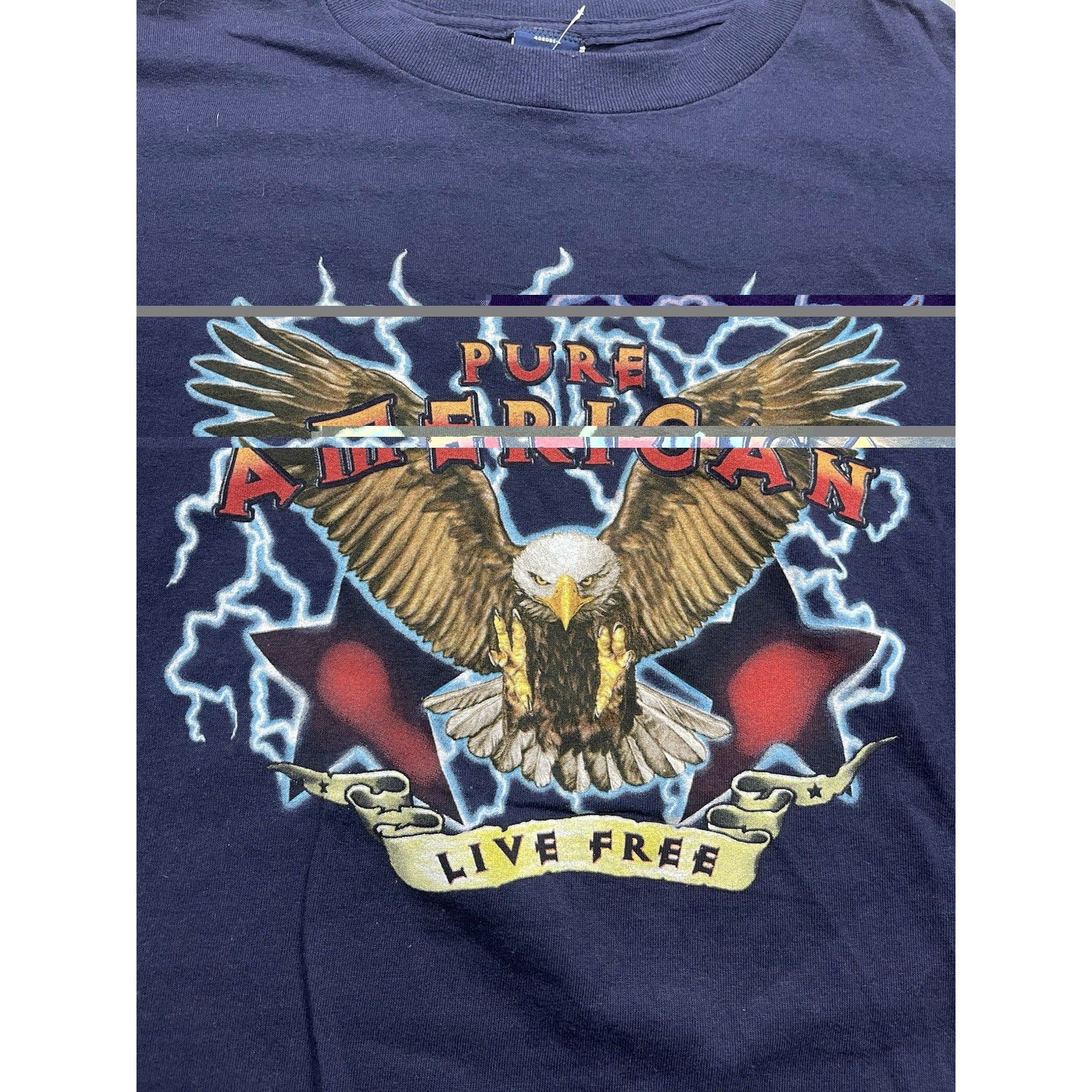 Other Vintage Y2K "Pure American Live Free" Eagle Lightning Biker Size US XL / EU 56 / 4 - 1 Thumbnail