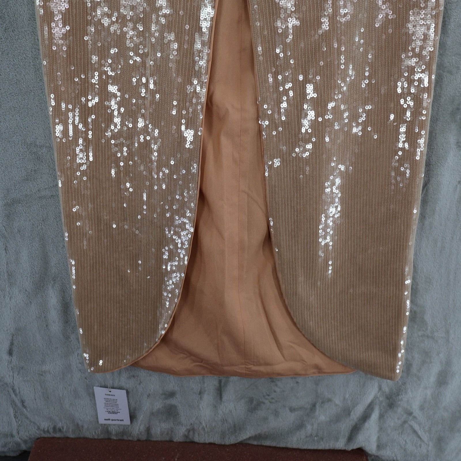 Self-Portrait Self Portrait Sequin Maxi Dress Womens 10 Beige Formal Dance Size L / US 10 / IT 46 - 7 Thumbnail
