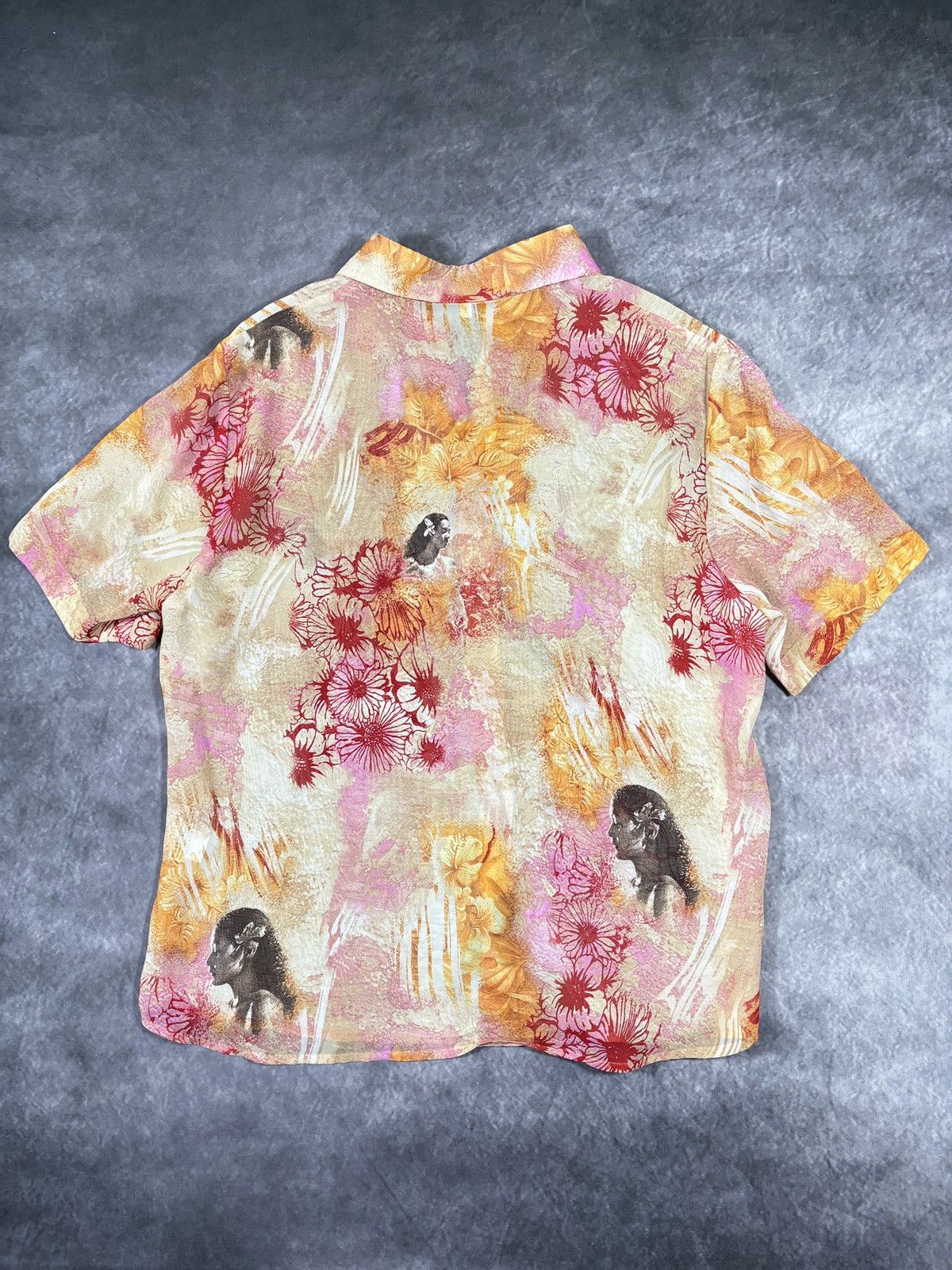Vintage Vintage Sheer Shirt Shortsleeve Mesh Summer Print Viscose Size US L / EU 52-54 / 3 - 6 Thumbnail
