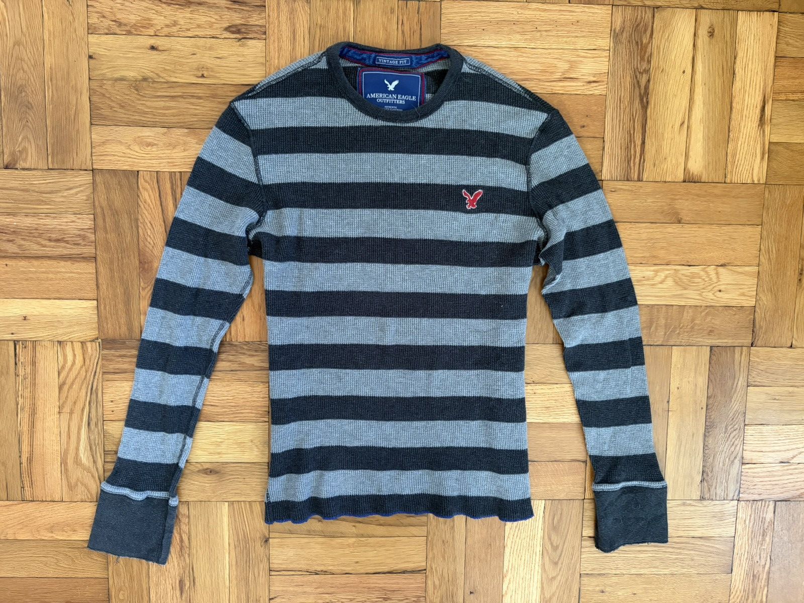 American Eagle Outfitters Vintage American Eagle Striped Waffle Knit Thermal Shirt Size US L / EU 52-54 / 3 - 1 Thumbnail