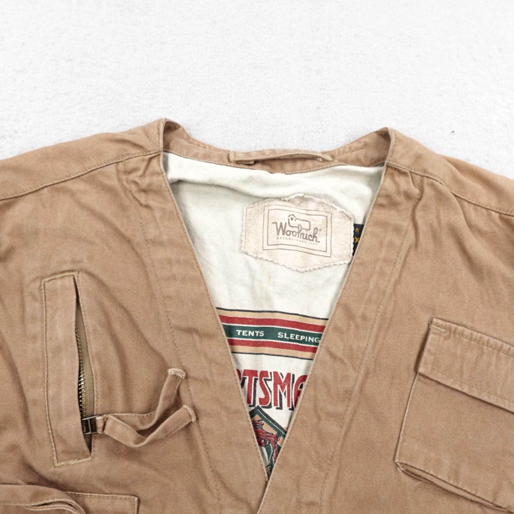 Vintage VINTAGE Woolrich Vest Mens 3XL Windbreaker Beige Cotton Canvas Short Solid Outdoor 90s Mens Size US XXL / EU 58 / 5 - 2 Thumbnail