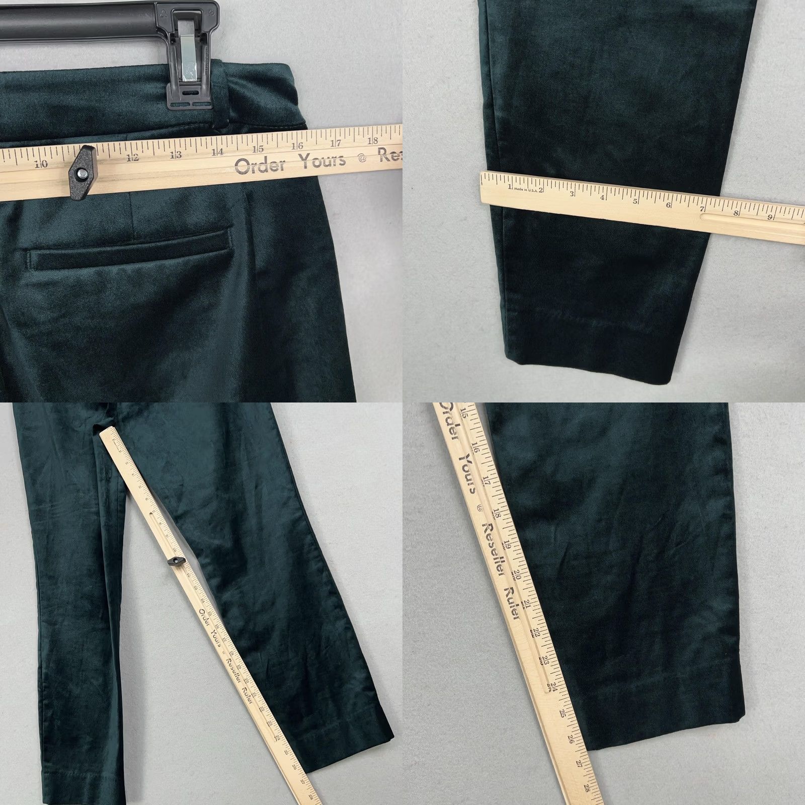 Banana Republic Banana Republic Pants Womens 6 Green Sloan Velvet Slim Stretch Trouser Holiday Size 28" / US 6 / IT 42 - 9 Thumbnail
