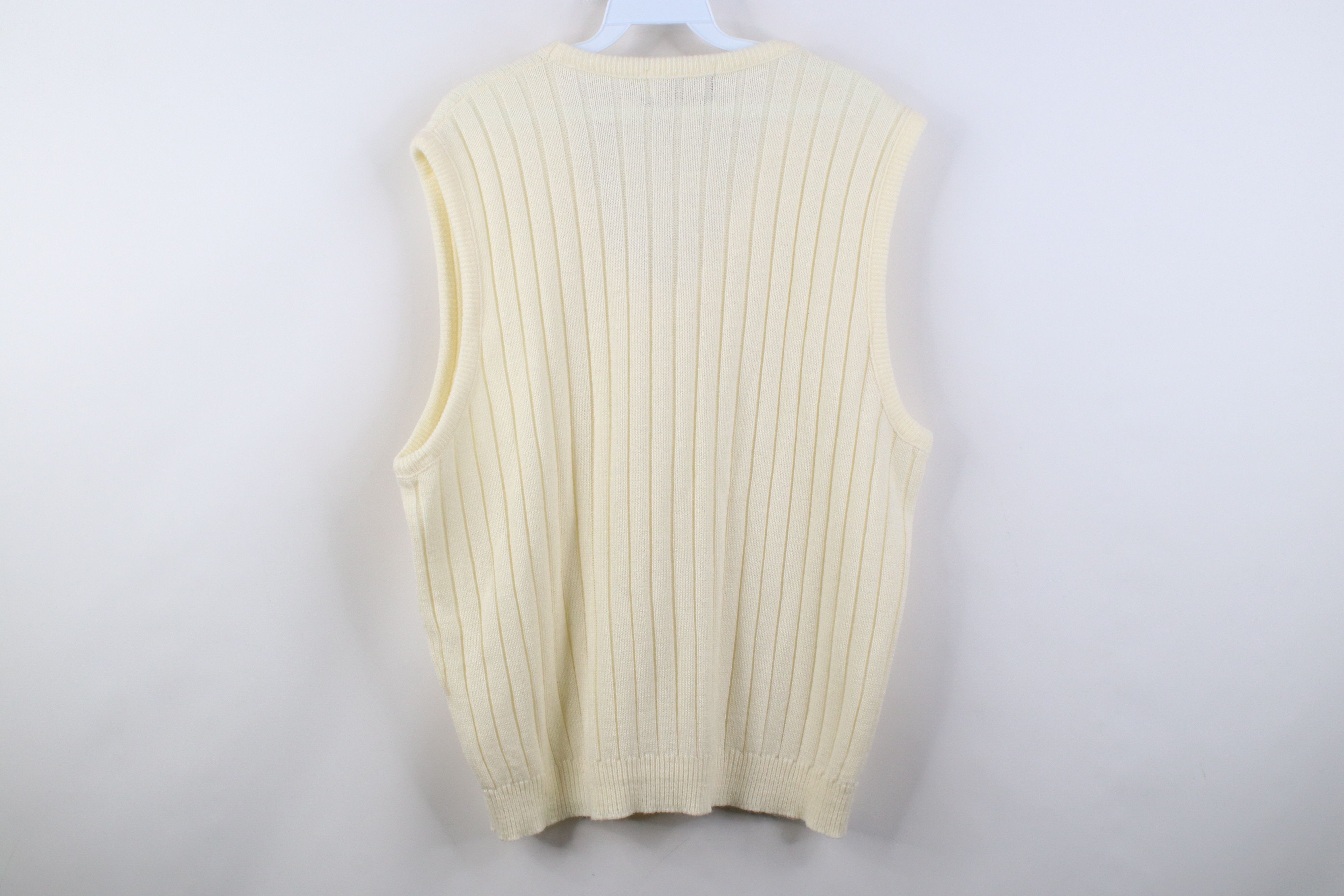 Vintage Vintage 90s Streetwear Ribbed Knit Sweater Vest Cream USA Size US L / EU 52-54 / 3 - 6 Thumbnail