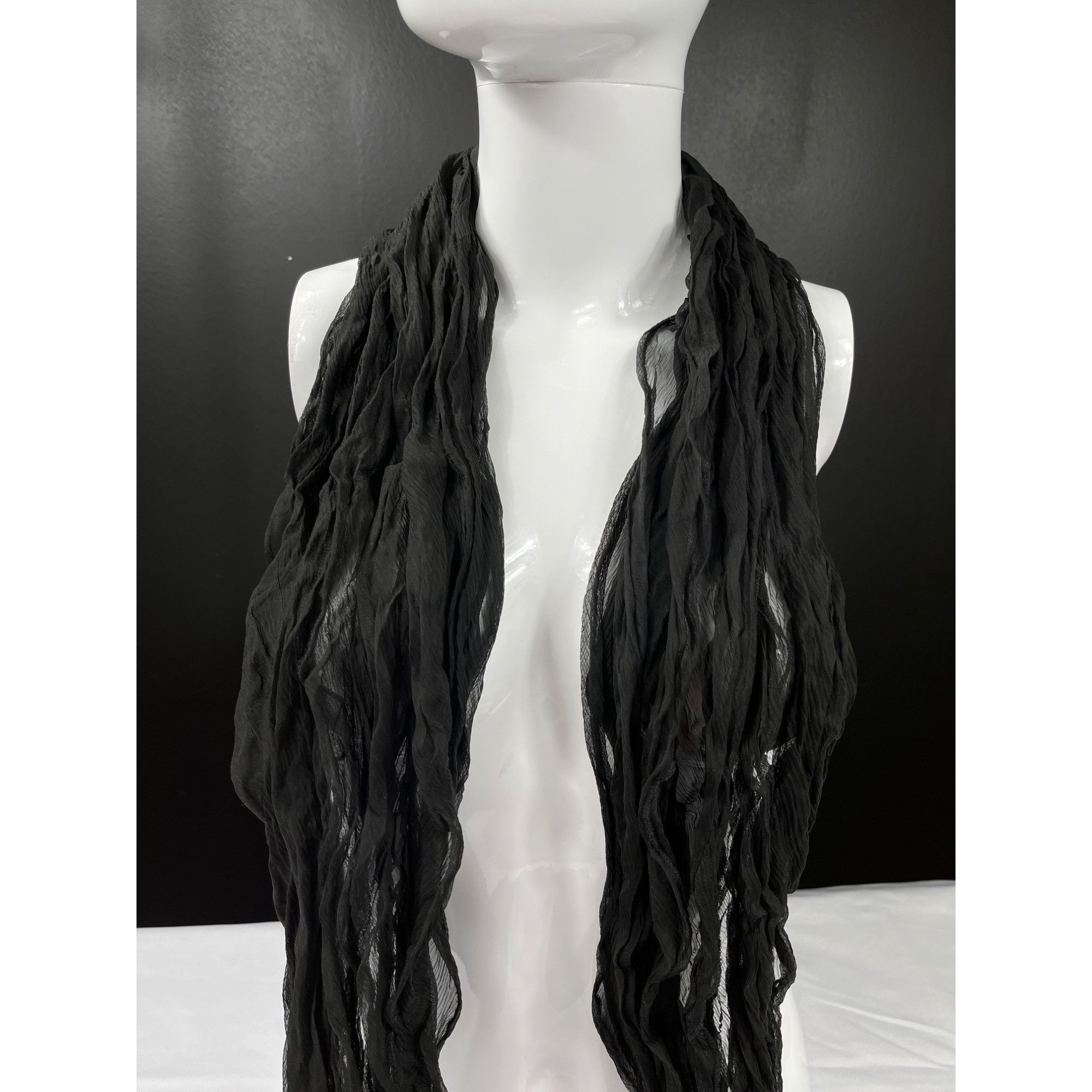 Lauren Ralph Lauren Lauren Ralph Lauren Black Crinkle Viscose Scarf SKU 7394 Size ONE SIZE - 3 Thumbnail