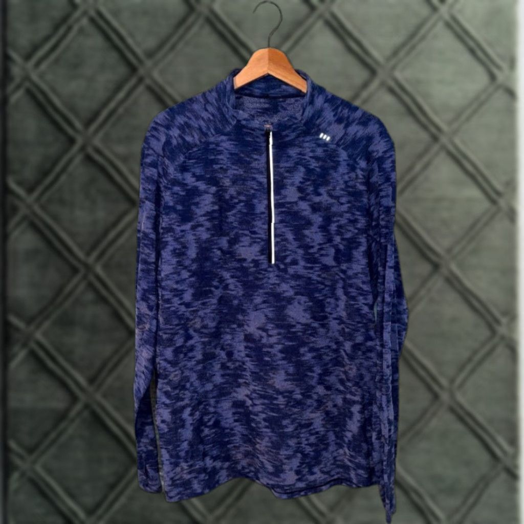 Lululemon Lululemon Surge Warm Half Zip Pullover Blue Camo Rulu Running Gym Mens XL Size US XL / EU 56 / 4 - 1 Thumbnail