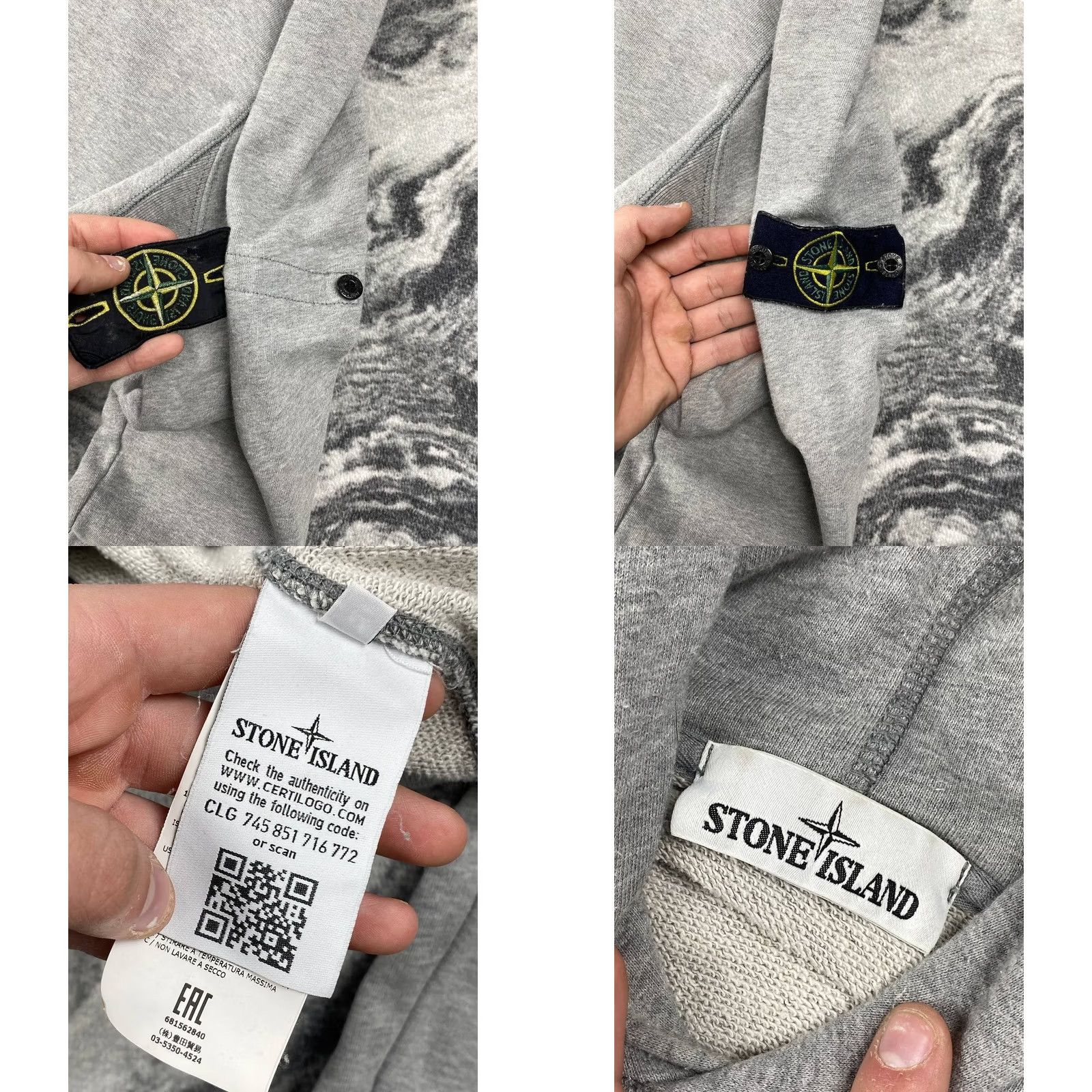 Stone Island Stone Island Hoodie Men M Gray Hooded Pullover Fleece Cotton Size US M / EU 48-50 / 2 - 8 Thumbnail