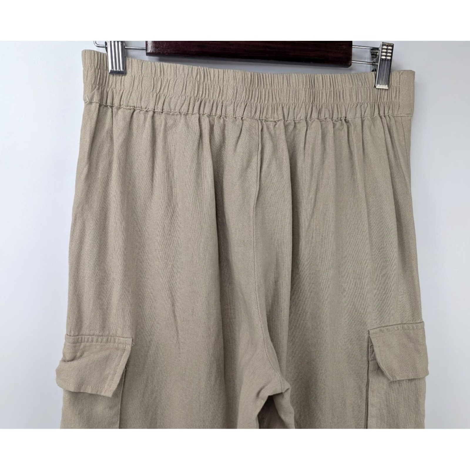 Vintage Tahari Women's Pants Beige Linen Blend Wide-Leg Cargo Size S Regular Coastal Vintage No Size 28" / US 6 / IT 42 - 6 Thumbnail
