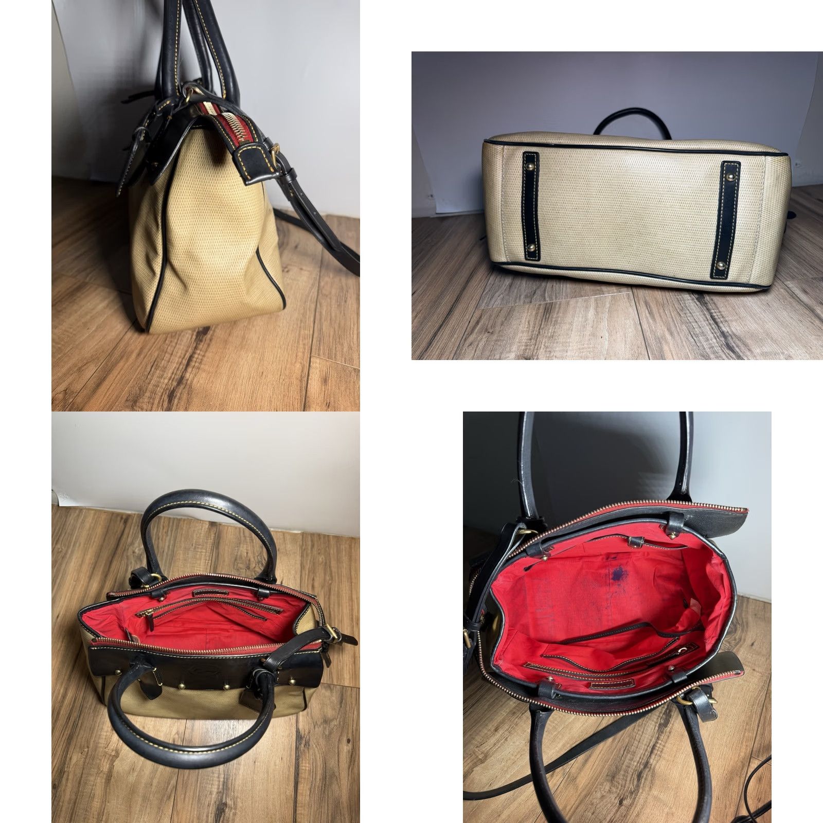 Dooney & Bourke Dooney & Bourke WILSON PANAMA Leather Satchel/Purse Handbag Tan/Black Pre Owned Size ONE SIZE - 8 Thumbnail