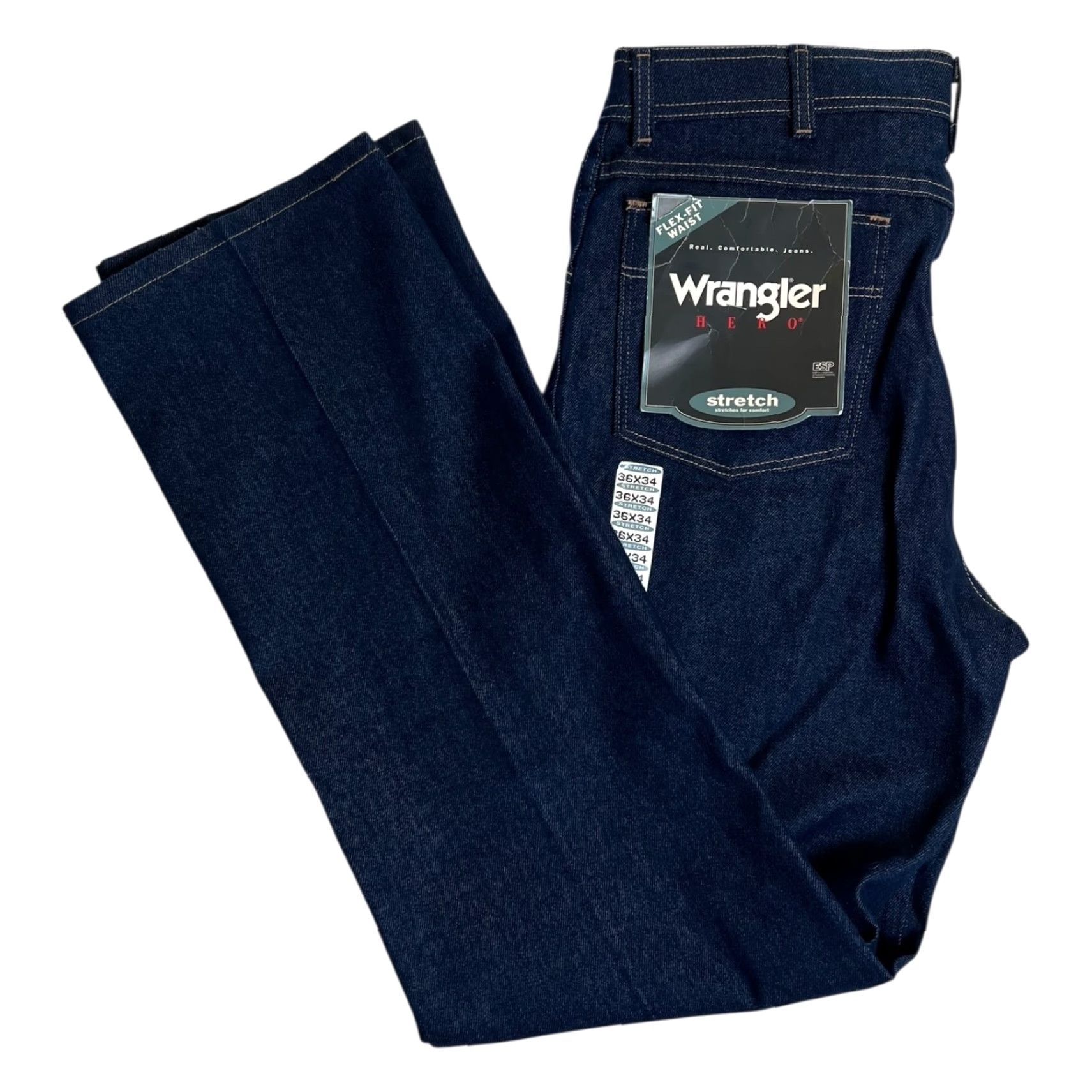 Wrangler VINTAGE Wrangler Hero Flex-Fit Waist Men's Denim Pants 36x34 USA Made denim jeans blue cotton 5-pocket straight inseam 34 in Mens Size US 36 / EU 52 - 2 Thumbnail