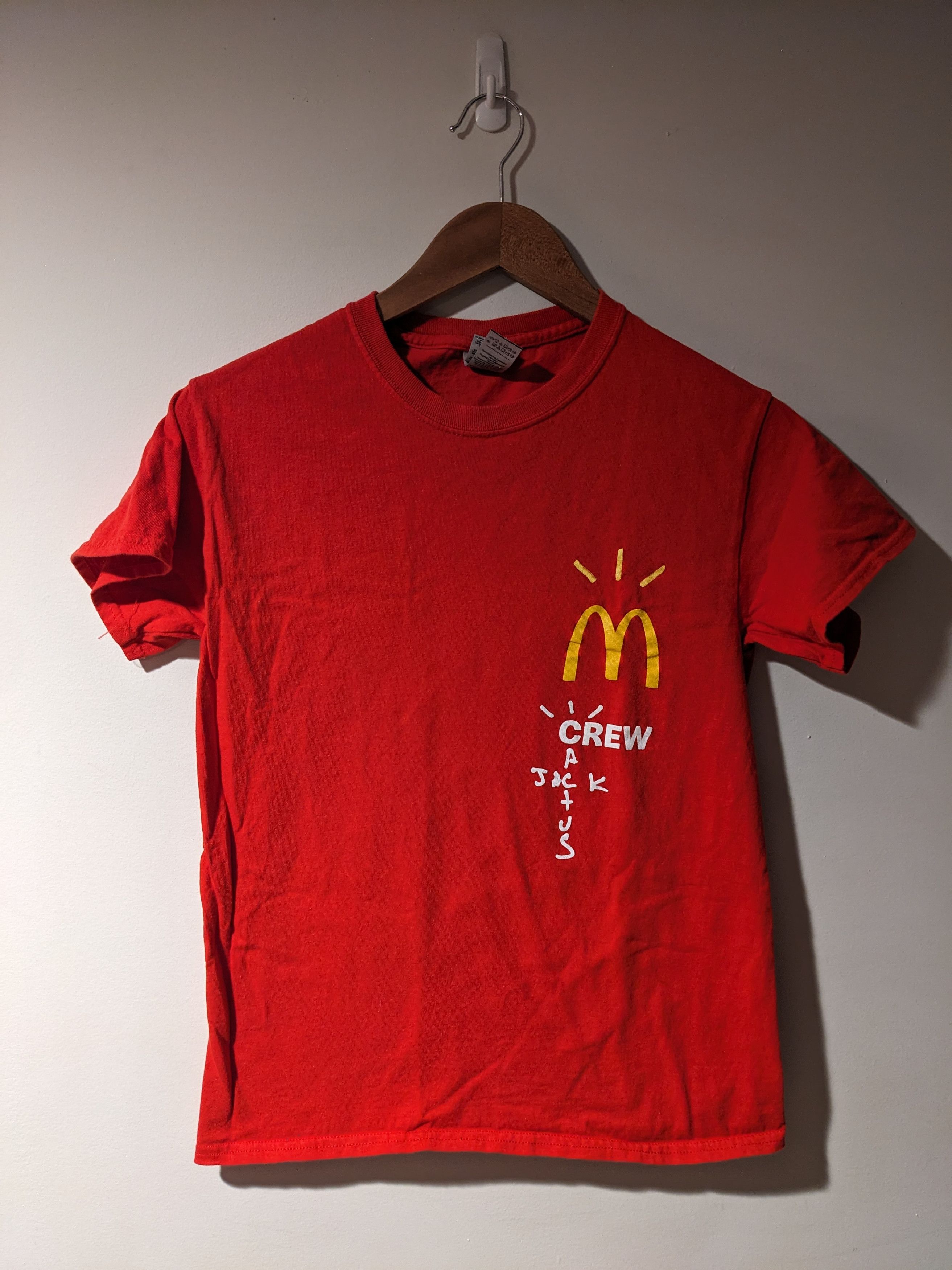 Gildan  Travis Scott McDonald's Cactus Jack Crew Travis Scott Red Small T- Shirt | Grailed