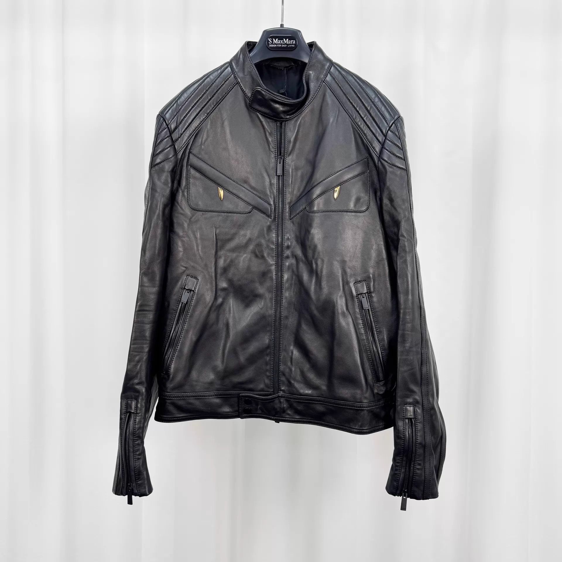 Fendi Fendi black sheepskin monster motorcycle jacket size 50 Size US M / EU 48-50 / 2 - 1 Thumbnail