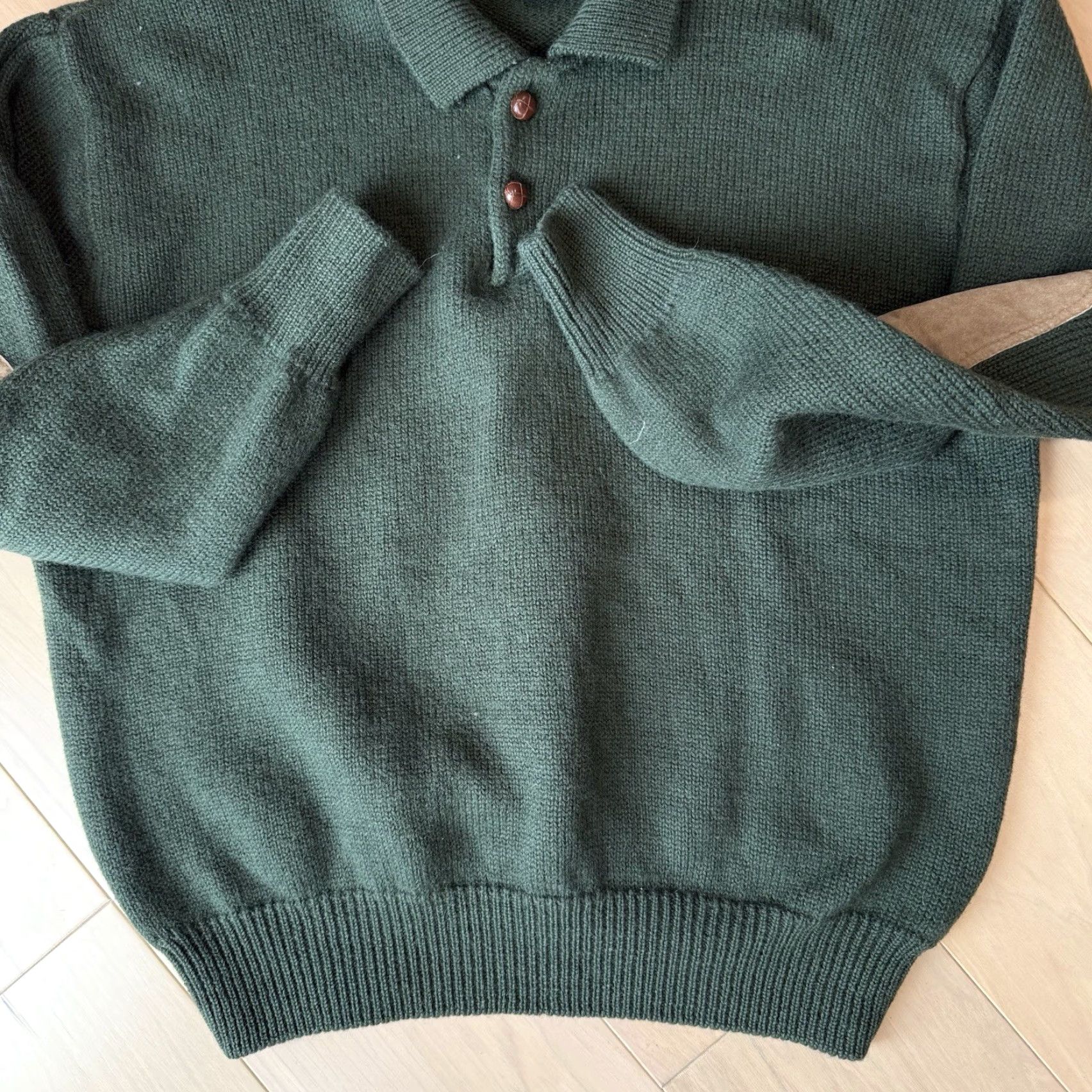 Abercrombie & Fitch VINTAGE Abercrombie & Fitch Wool Sweater XL Green Collared Pullover Men Regular Knit Solid Logo Elbow Pads 90s Hip Hop USA Bars Size US XL / EU 56 / 4 - 5 Thumbnail