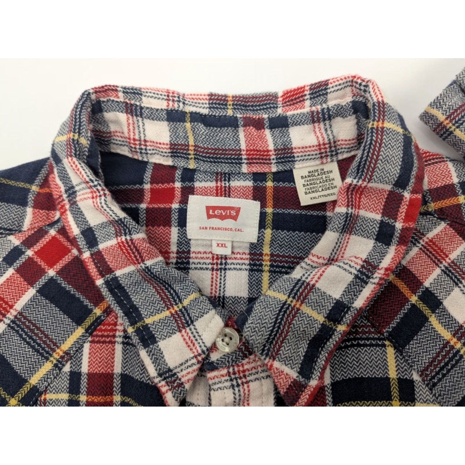 Levi's Levi's Pearl Snap Shirt Men's 2XL Cowboy Western Red Navy Plaid Pockets Cotton Size US XXL / EU 58 / 5 - 7 Thumbnail