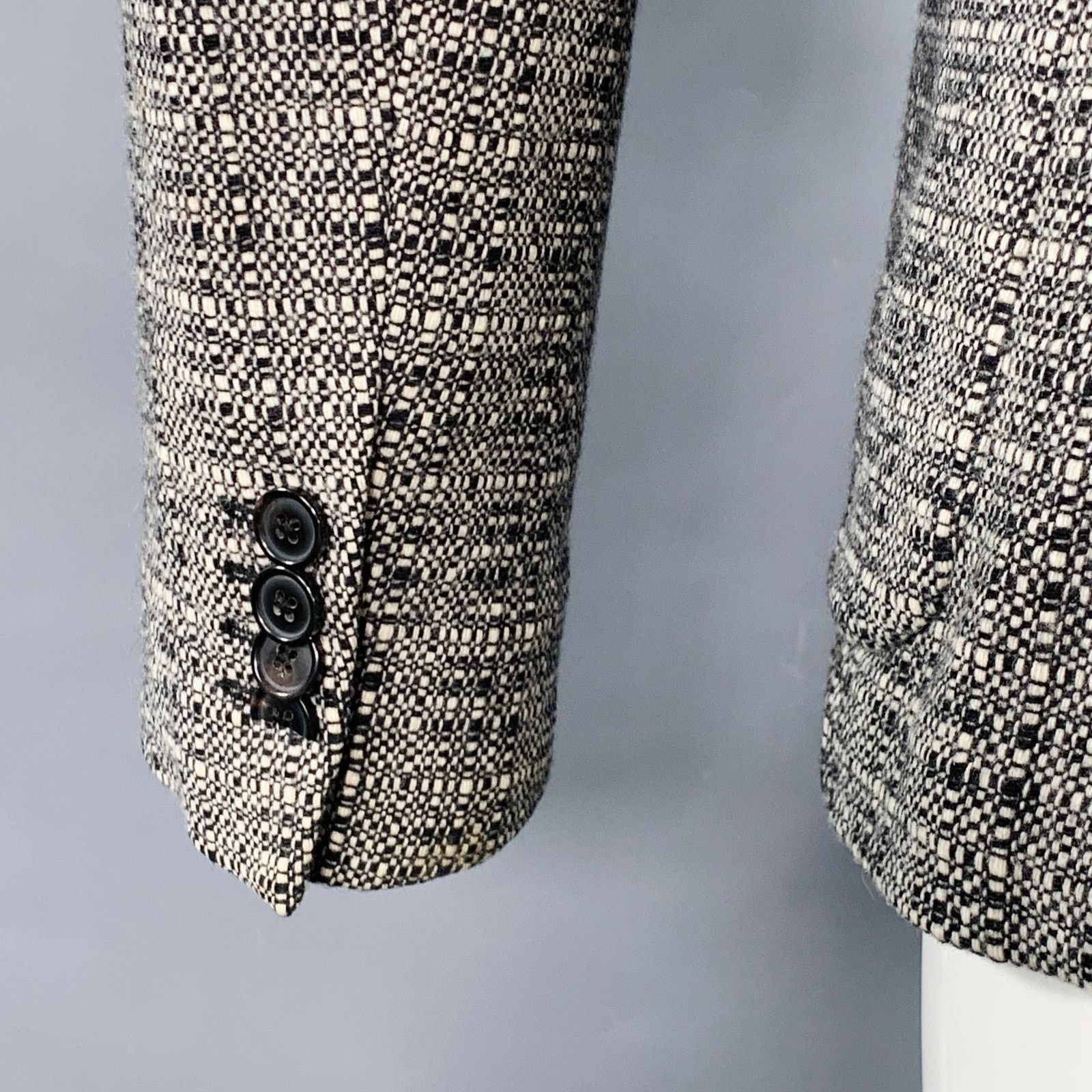 Paul Smith Size 36 Black White Woven Wool Notch Lapel Sport Coat Size 36R - 5 Thumbnail