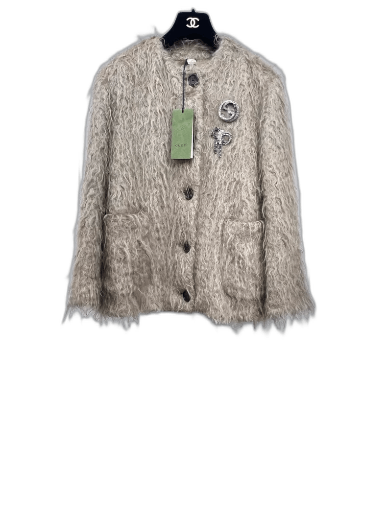 Gucci Gucci Mohair Blend Jacket with Brooch Size US M / EU 48-50 / 2 - 1 Thumbnail
