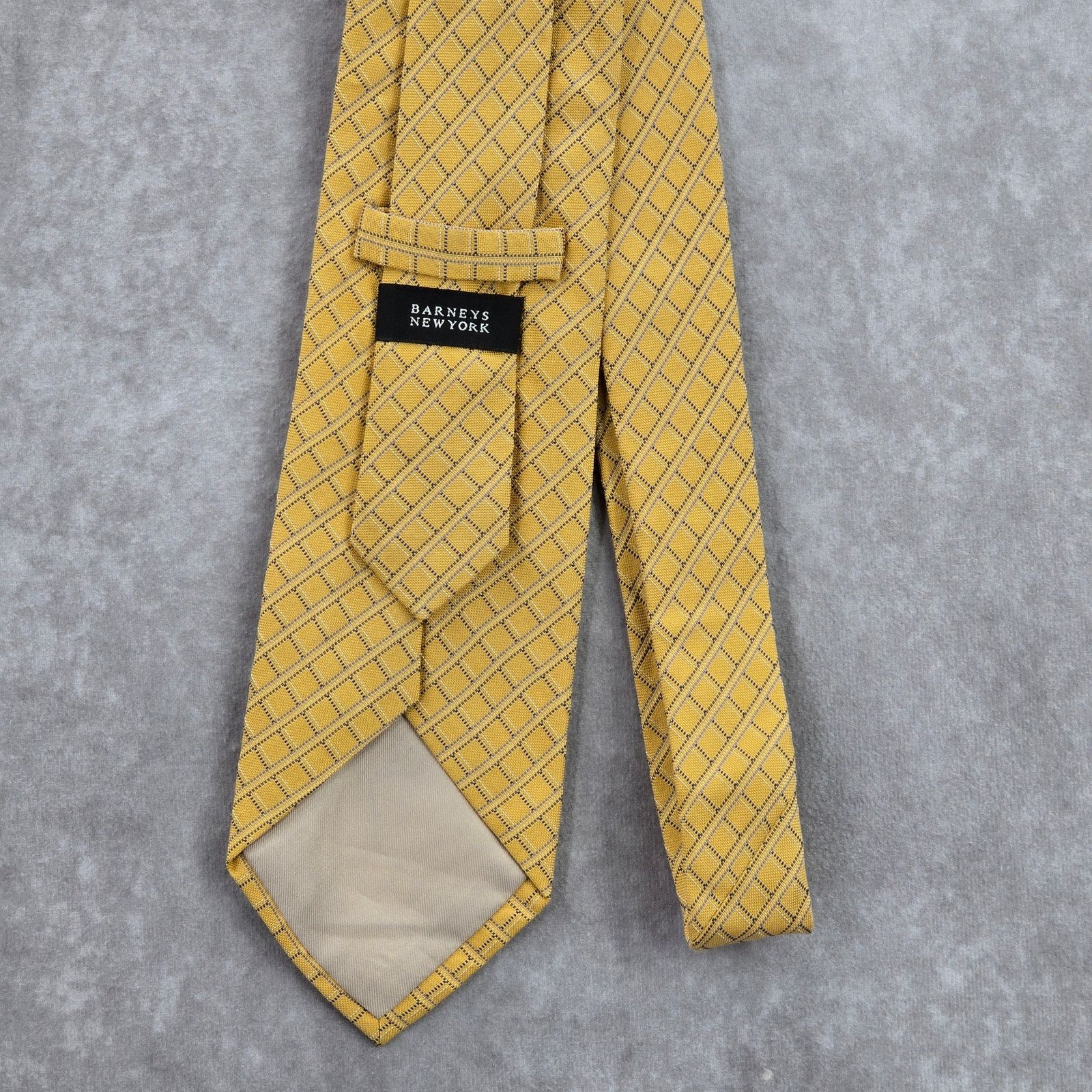 Barneys New York Barneys New York Yellow Plaid Stripe Italy Silk Neck Tie Size 30 - 3 Thumbnail