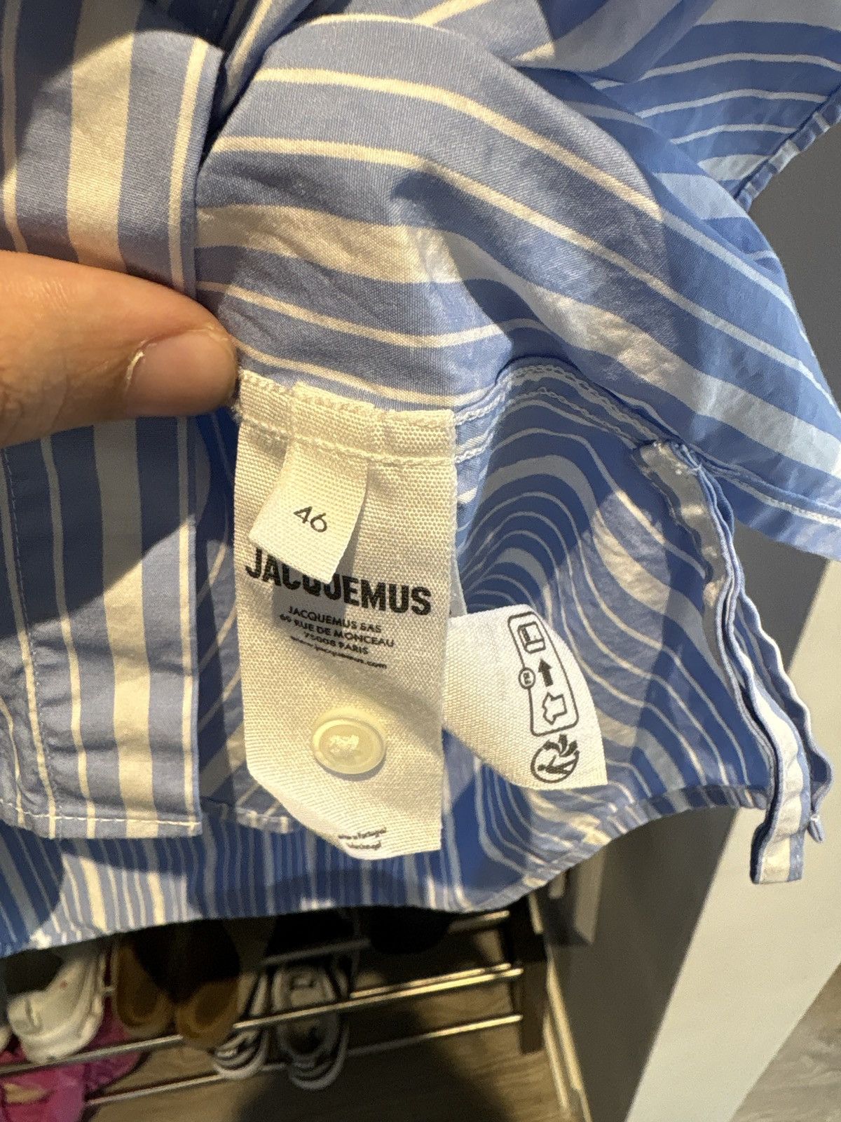 Jacquemus Jacquemus The Simon White & Blue Striped Shirt Size US S / EU 44-46 / 1 - 2 Thumbnail