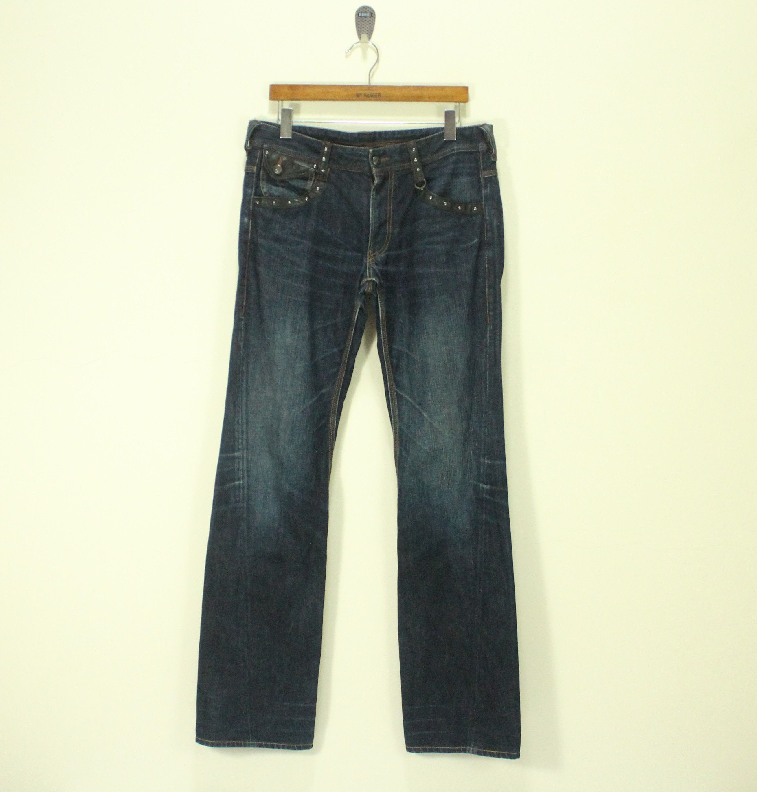 Japanese Brand Leather Pocket Laced Spiral Cut NICOLE CLUB FOR MEN Denim Size US 34 / EU 50 - 4 Thumbnail
