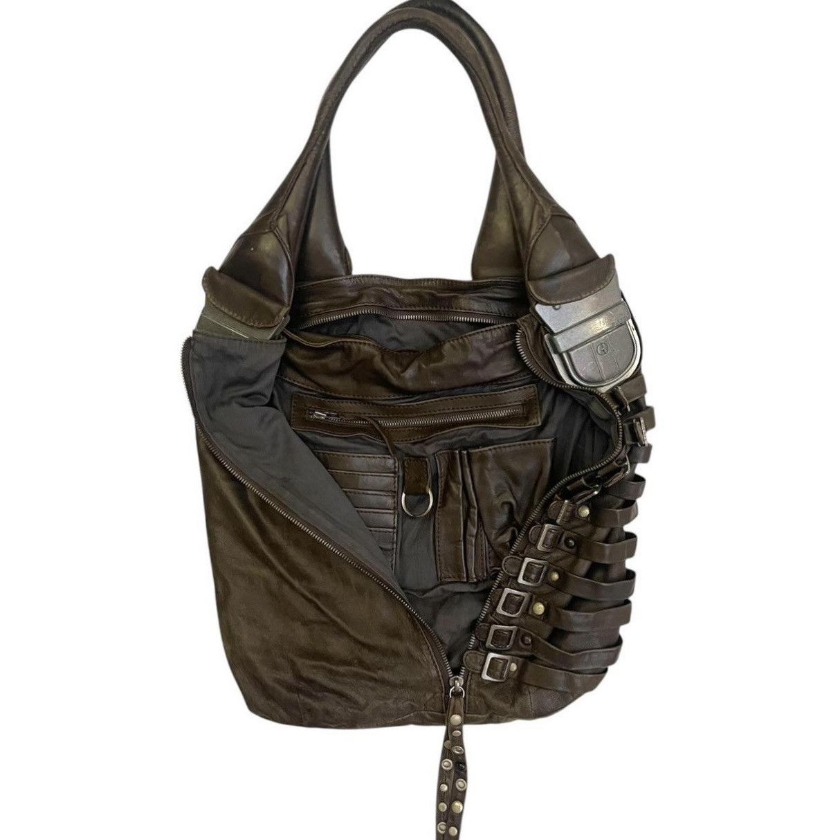 Diesel Diesel Brown Leather Steampunk Hardware Shoulder Bag Size ONE SIZE - 2 Thumbnail