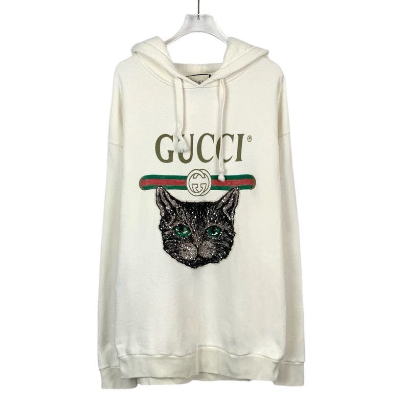 Gucci Gucci Beige logo letter sequin cat head hooded drawstring s Size US M / EU 48-50 / 2 - 1 Thumbnail