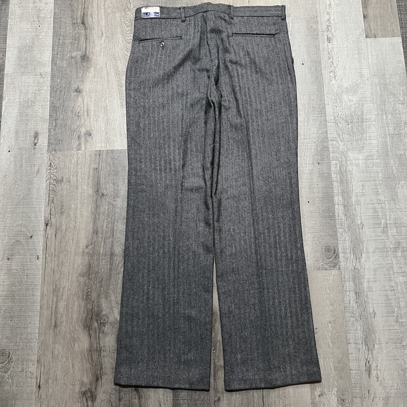 Blair VTG Blair Pants Wool Blend Grey Herringbone 70s Trouser NWT Size US 38 / EU 54 - 2 Thumbnail