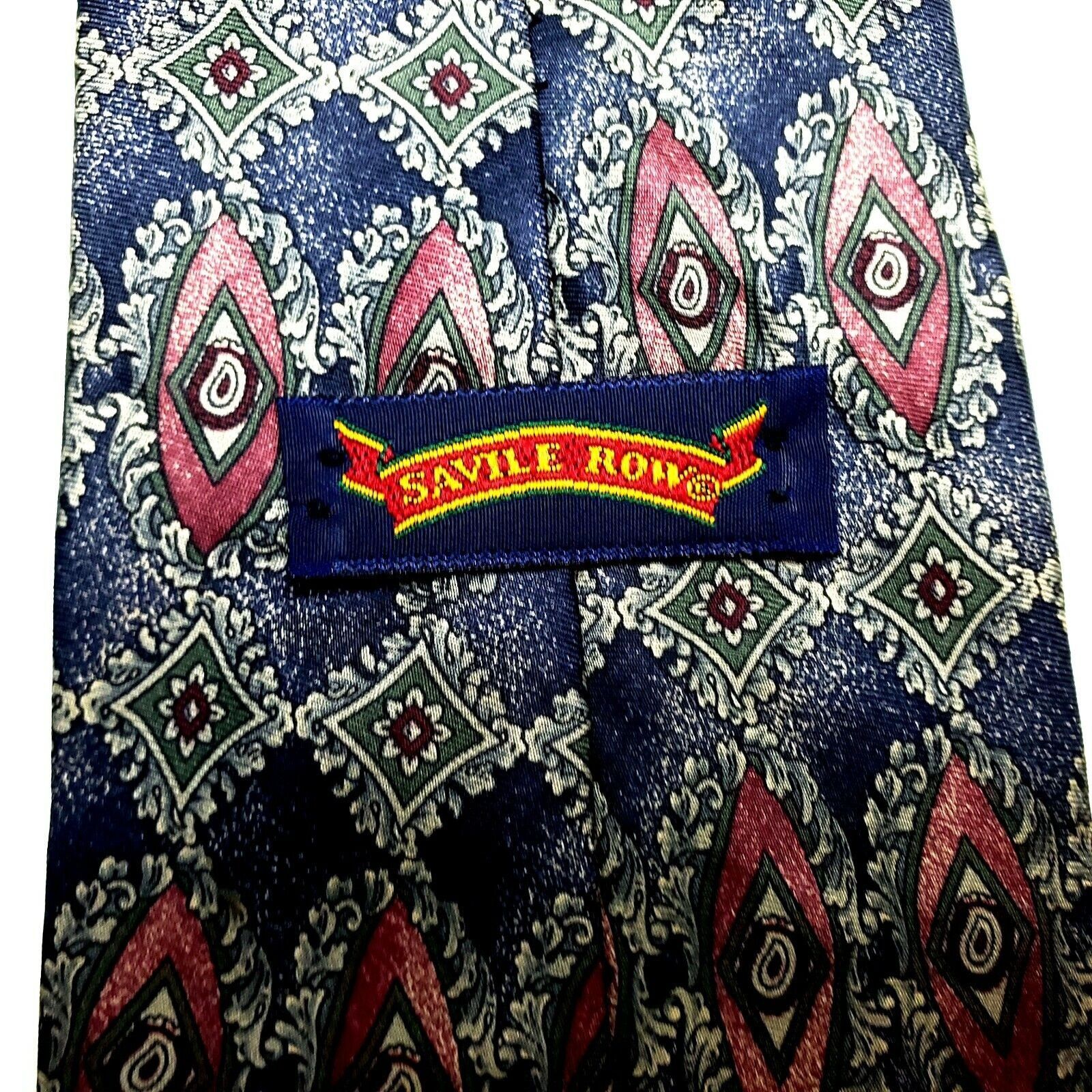 Savile Row Savile Row Silk Tie Blue Geometric Wide Print Size ONE SIZE - 3 Thumbnail