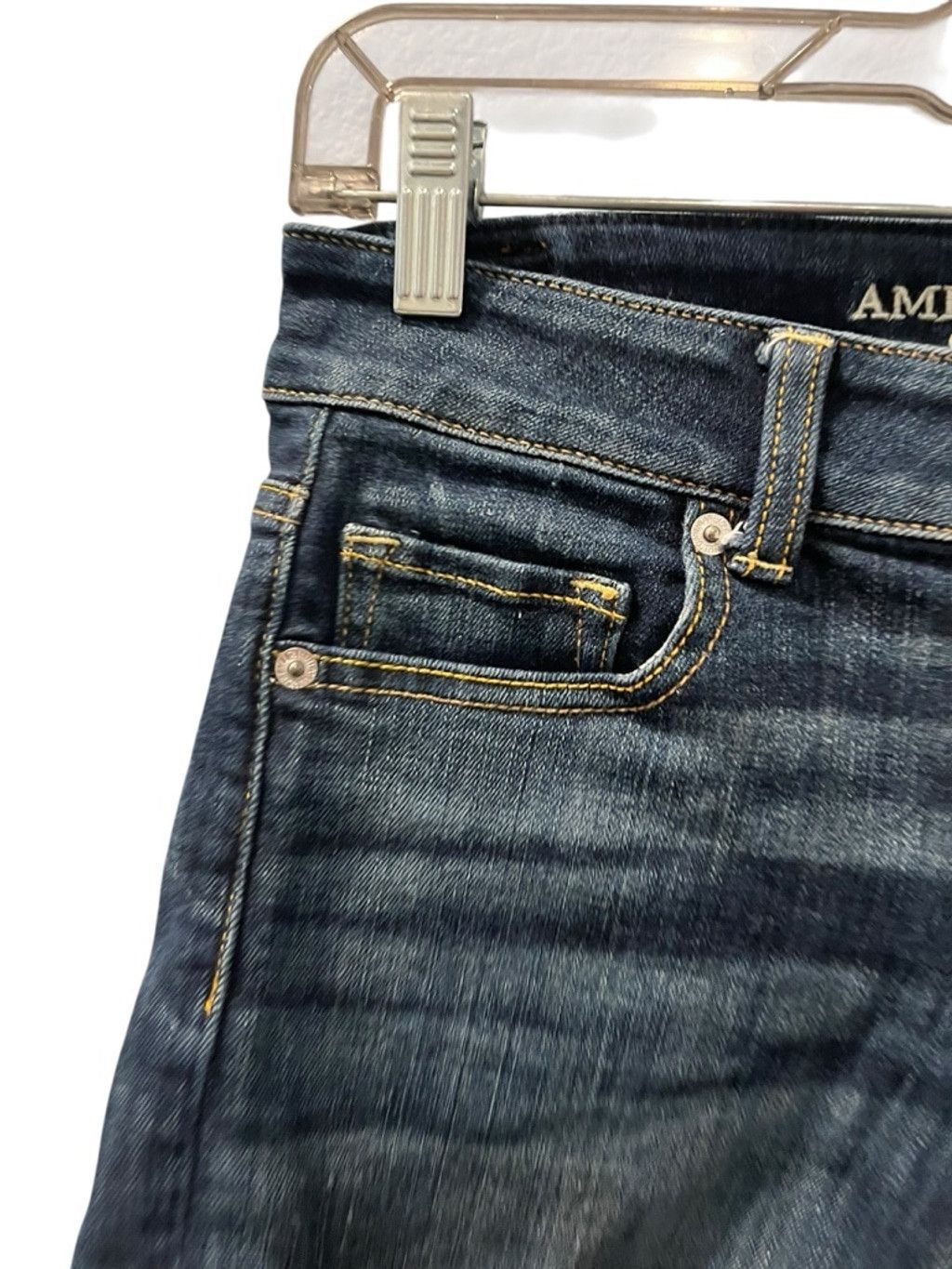 American Eagle Outfitters American Eagle Super Stretch Dark Blue Denim Shorts Size 4 Size 29" - 2 Thumbnail