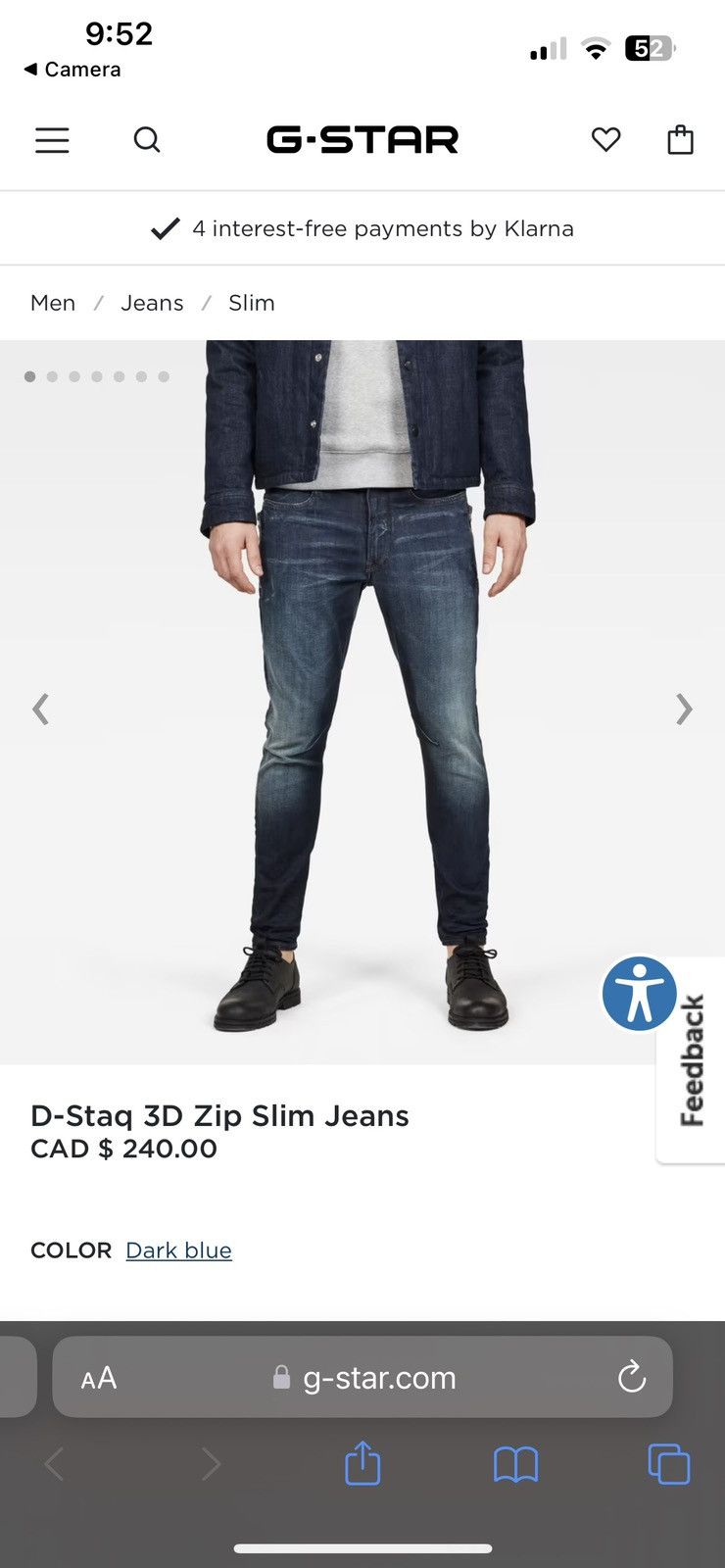 G-Star G-Star RAW D-Staq Zip Slim Darkwash Denim Size 34x32 Size US 34 / EU 50 - 8 Thumbnail
