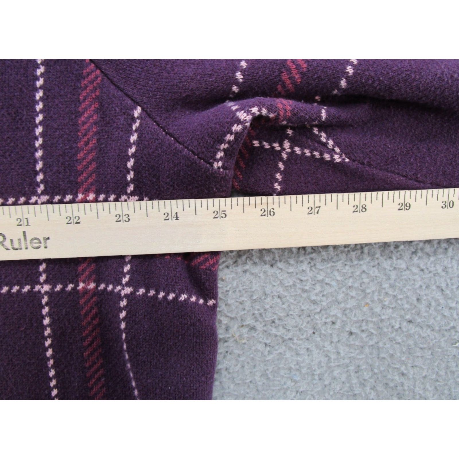 Lands' End Lands' End Purple Plaid Mock Neck Stretch Cotton Blend Sweater Plus Size 2X Women Pullover Size XXL / US 16-18 / IT 52-54 - 5 Thumbnail