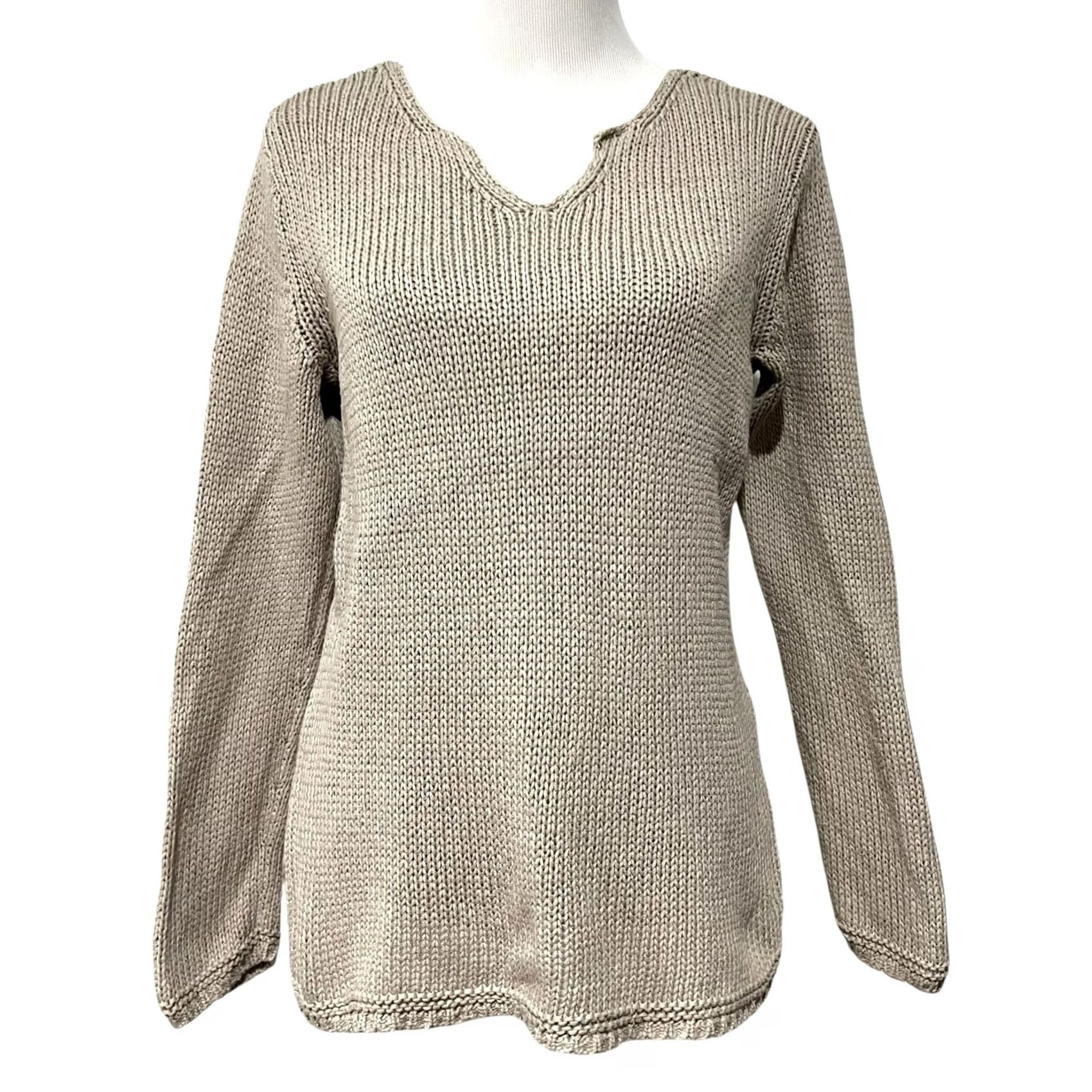 J. Jill VINTAGE J. Jill Women's Sweater Pullover Tunic XL Beige Mercerized Cotton Long Sleeve Size XL / US 12-14 / IT 48-50 - 2 Thumbnail