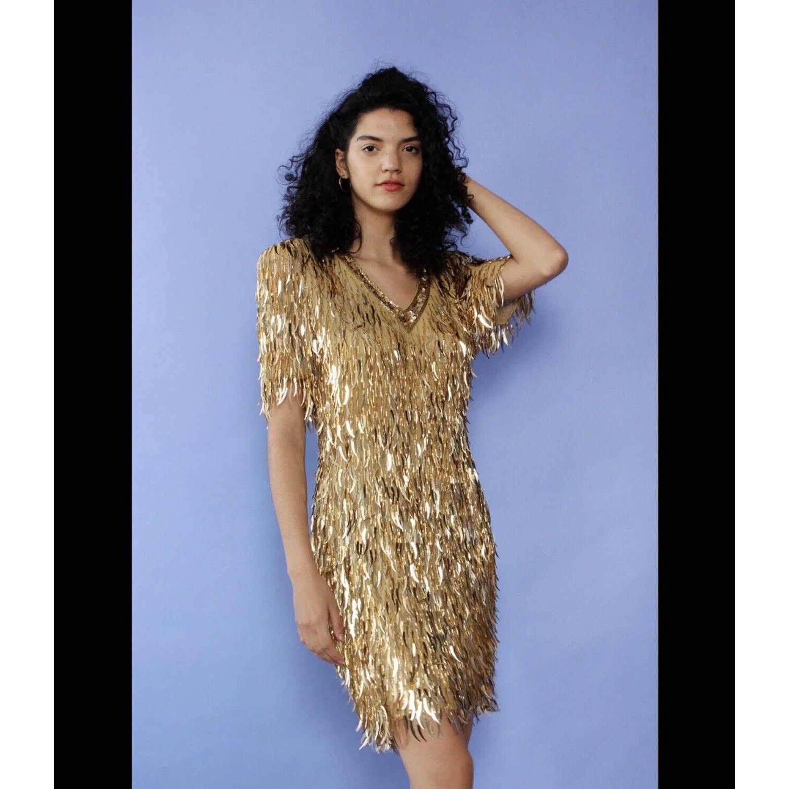 green emerald velvet dress Designer “Oleg Cassini” Beige Beaded & Sequin Dress (100% Silk) – Amorin  Vintage main image 0