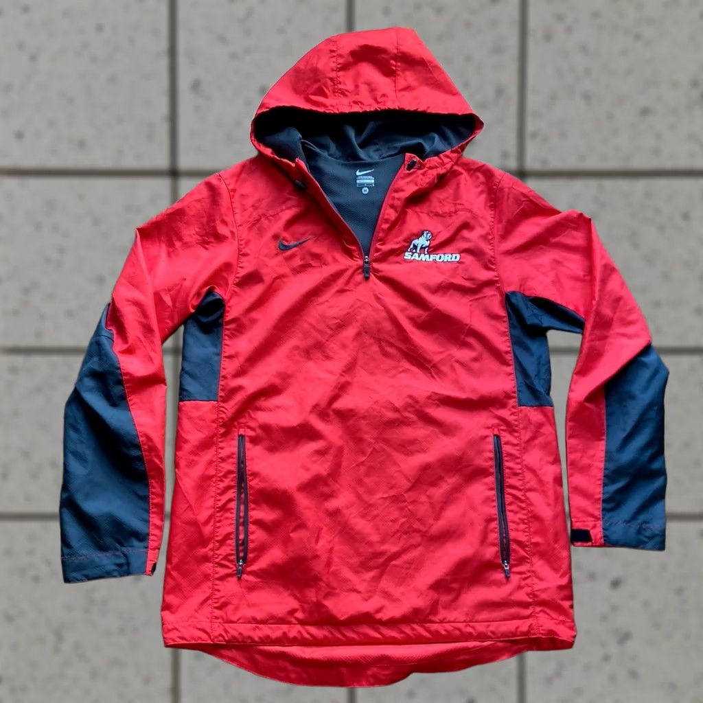 Nike Nike Mens Jacket Medium Red Windbreaker Hooded 1/4 Zip Size US M / EU 48-50 / 2 - 1 Thumbnail