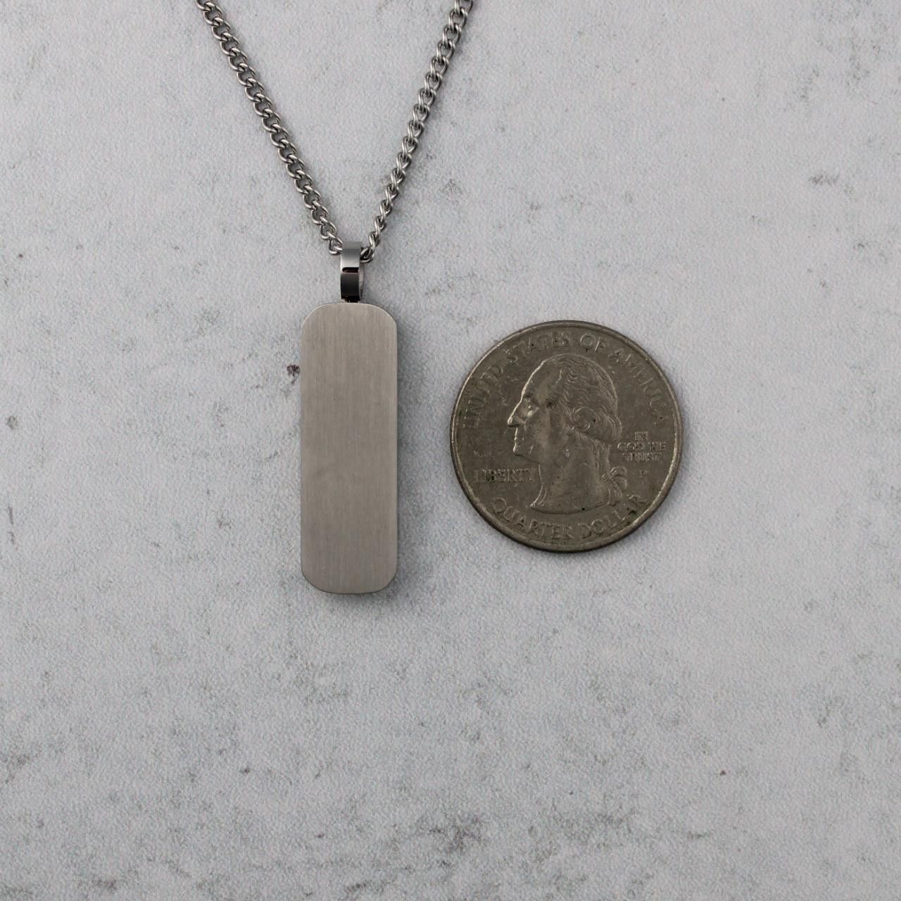 Jewelry Silver Bar Pendant Chain Necklace Stainless Steel Size ONE SIZE - 6 Thumbnail