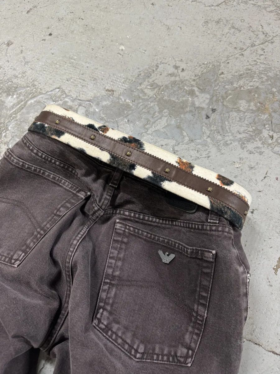 Just Cavalli × Vintage 2000s Cavalli Pony Hair Caw Print Leather Embellished Belt Size ONE SIZE - 2 Thumbnail