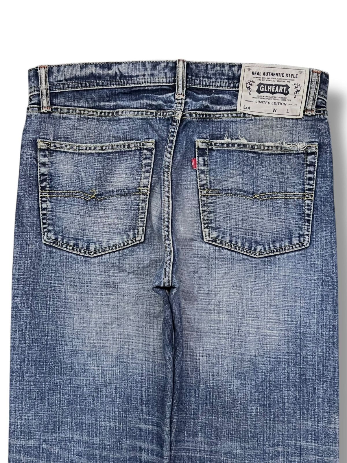 Japanese Brand Loose Vintage 00s GL HEART Japan - Faded Blue Wash Jeans Size US 35 - 5 Thumbnail