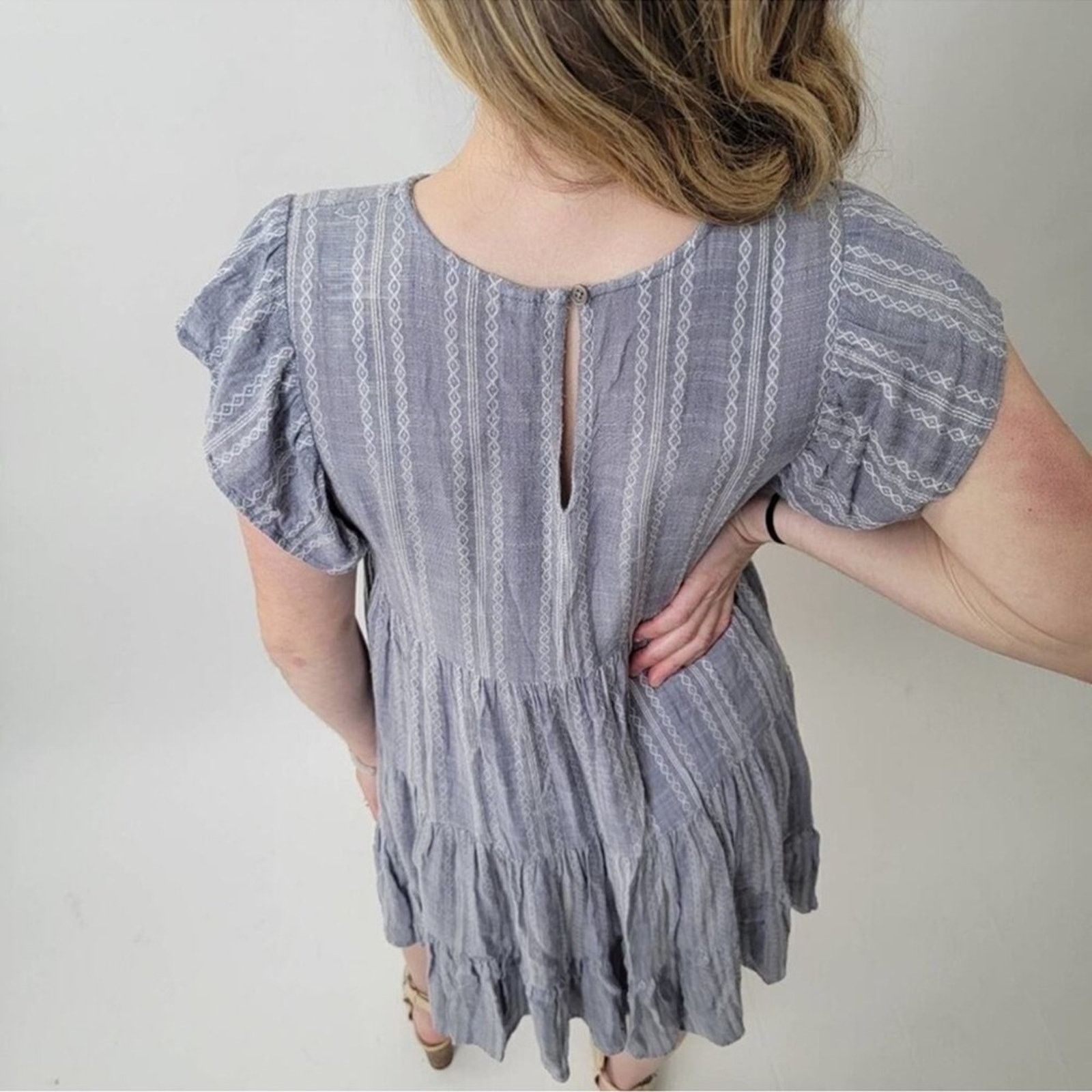 ELAN Elan Tiered Blue Grey Dress Size S / US 4 / IT 40 - 9 Thumbnail