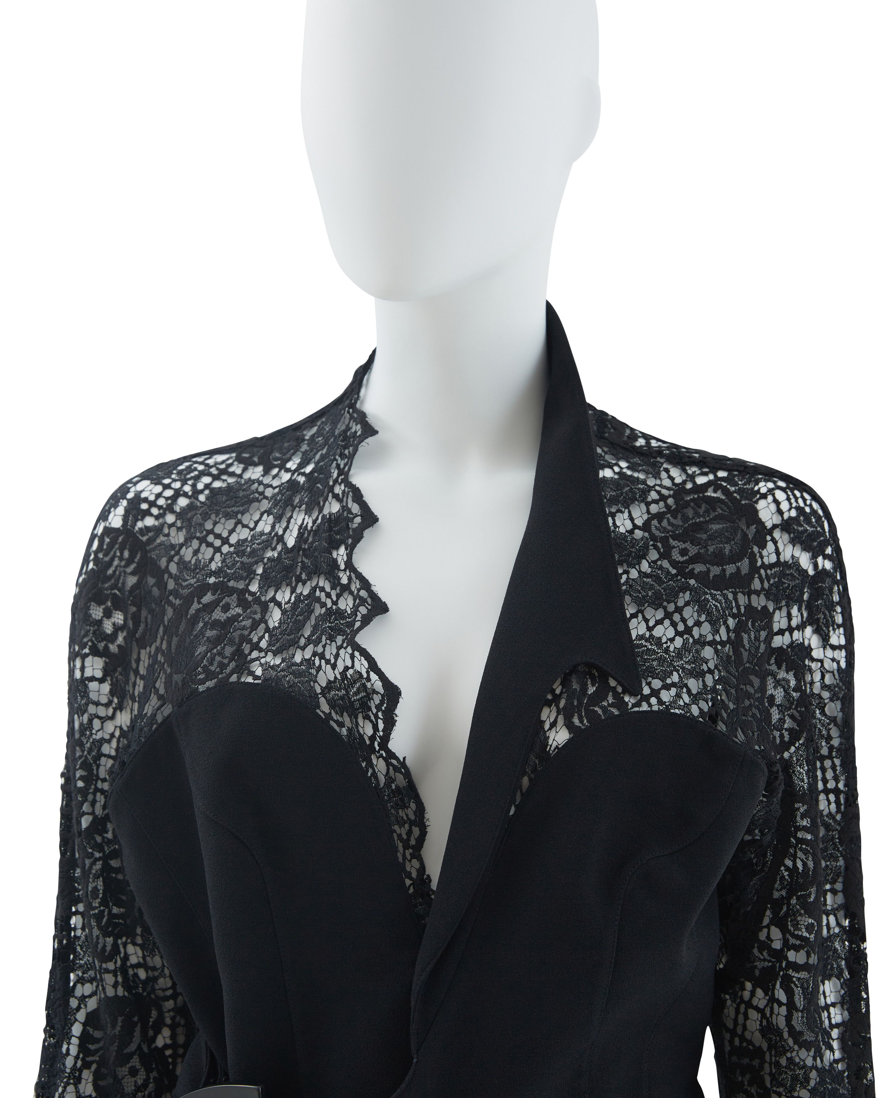 Thierry Mugler 1980s Black rayon blend crepe asymmetrically draped dress Size M / US 6-8 / IT 42-44 - 5 Thumbnail