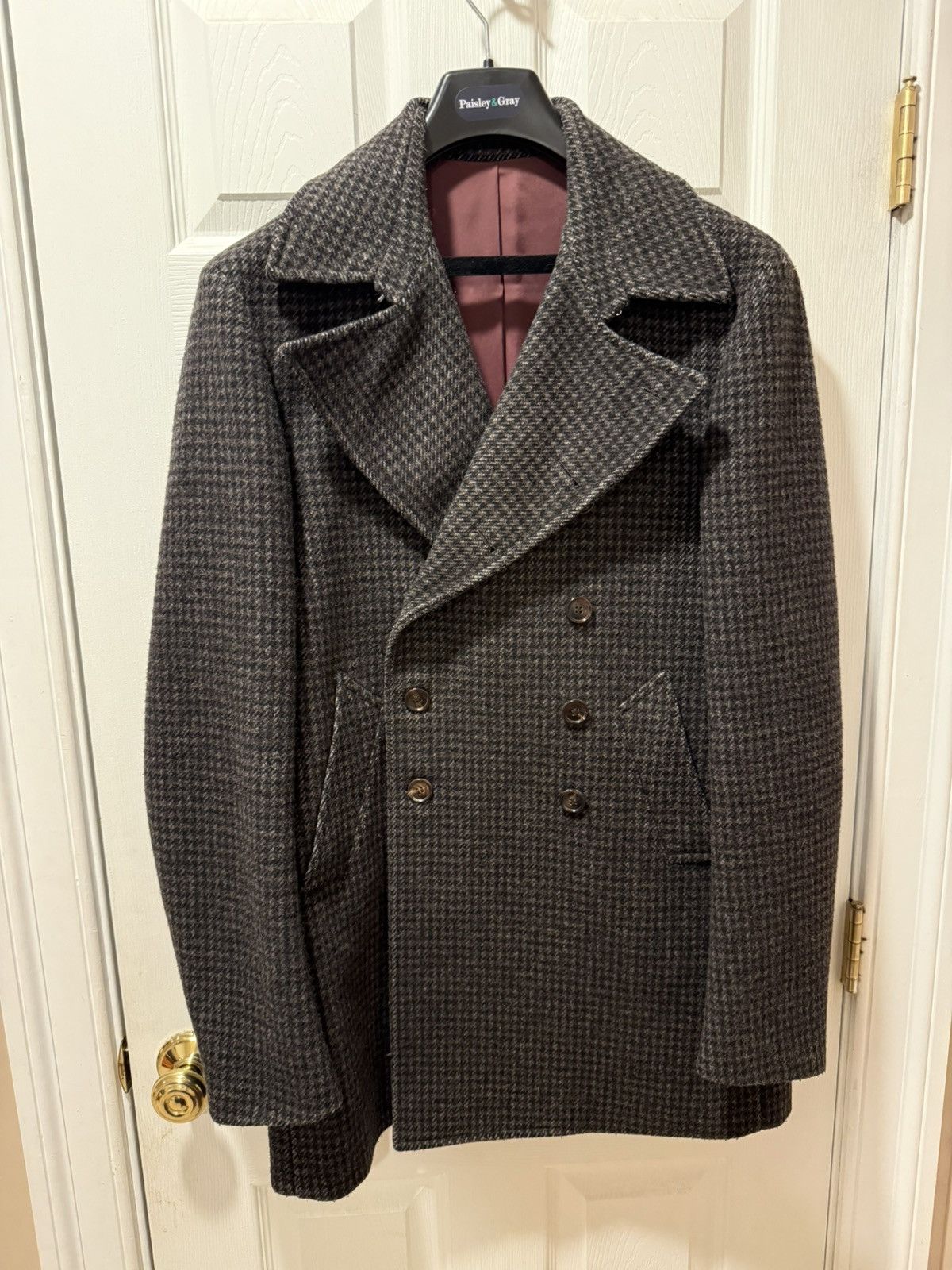 Suitsupply Suitsupply Brown Houndstooth Overcoat Size US M / EU 48-50 / 2 - 1 Thumbnail