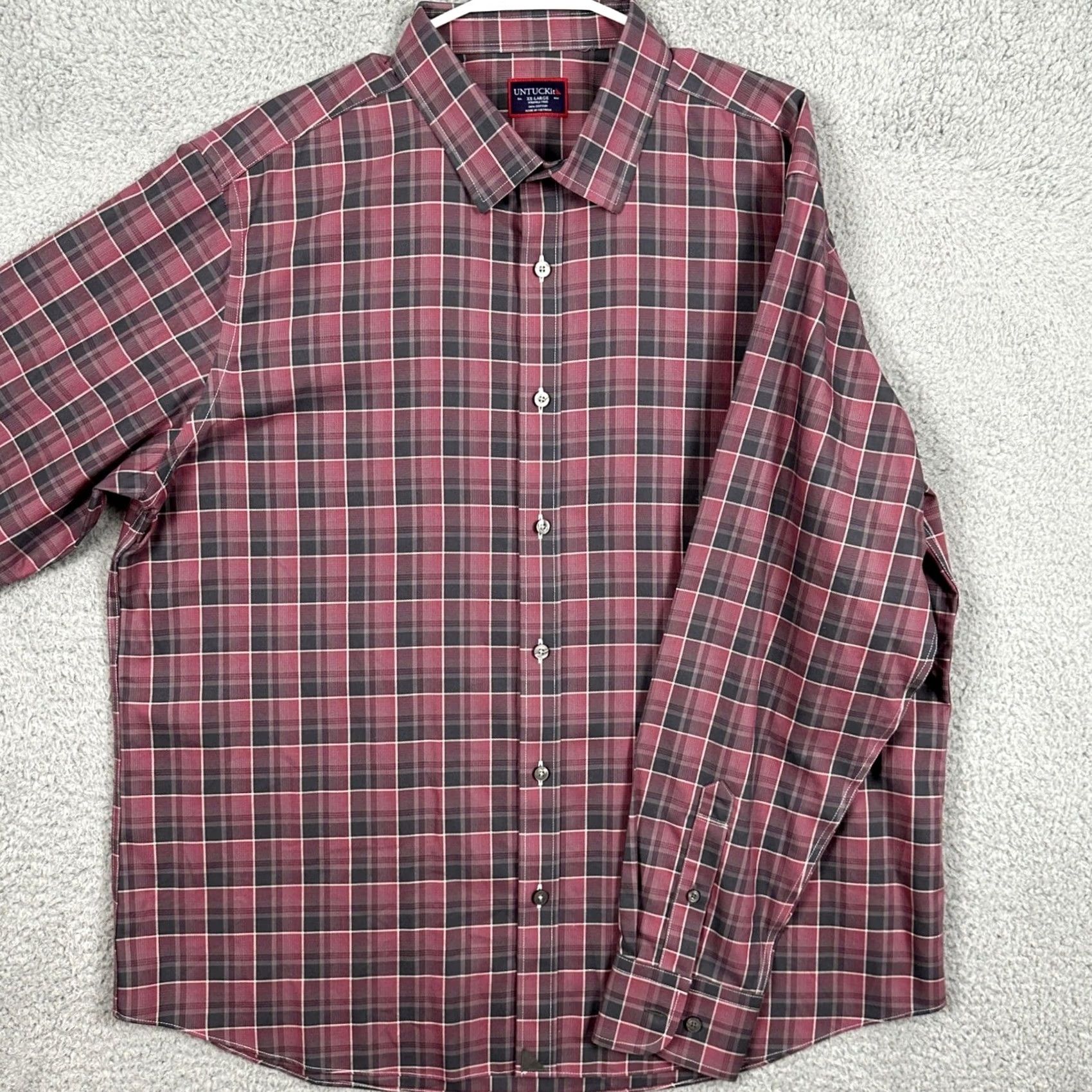 UNTUCKit UNTUCKit Mens 2XL Shirt Button Up Red Madras Plaid Wrinkle Free Authentic EUC Size US XXL / EU 58 / 5 - 2 Thumbnail