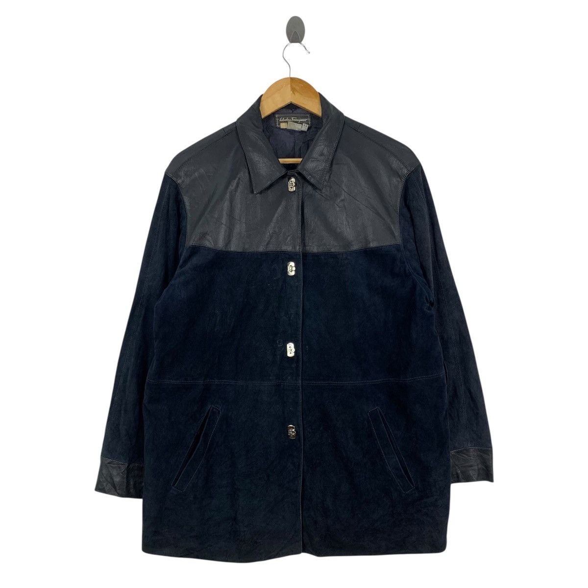 Salvatore Ferragamo Vintage SALVATORE FERRAGAMO Italy Black Leather Jacket Coat Size US L / EU 52-54 / 3 - 1 Thumbnail
