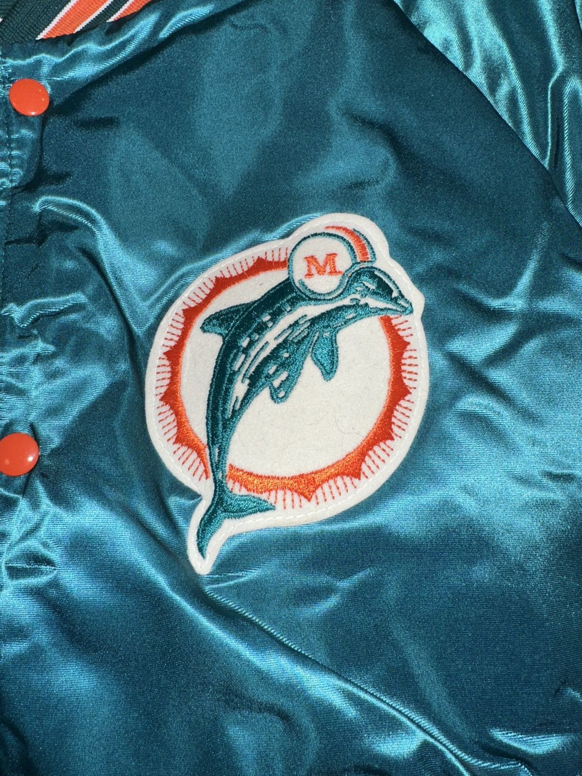 NFL × Vintage Vtg 80s 90s CHALKLINE Miami Dolphins Satin Team Jacket L Size US L / EU 52-54 / 3 - 3 Thumbnail