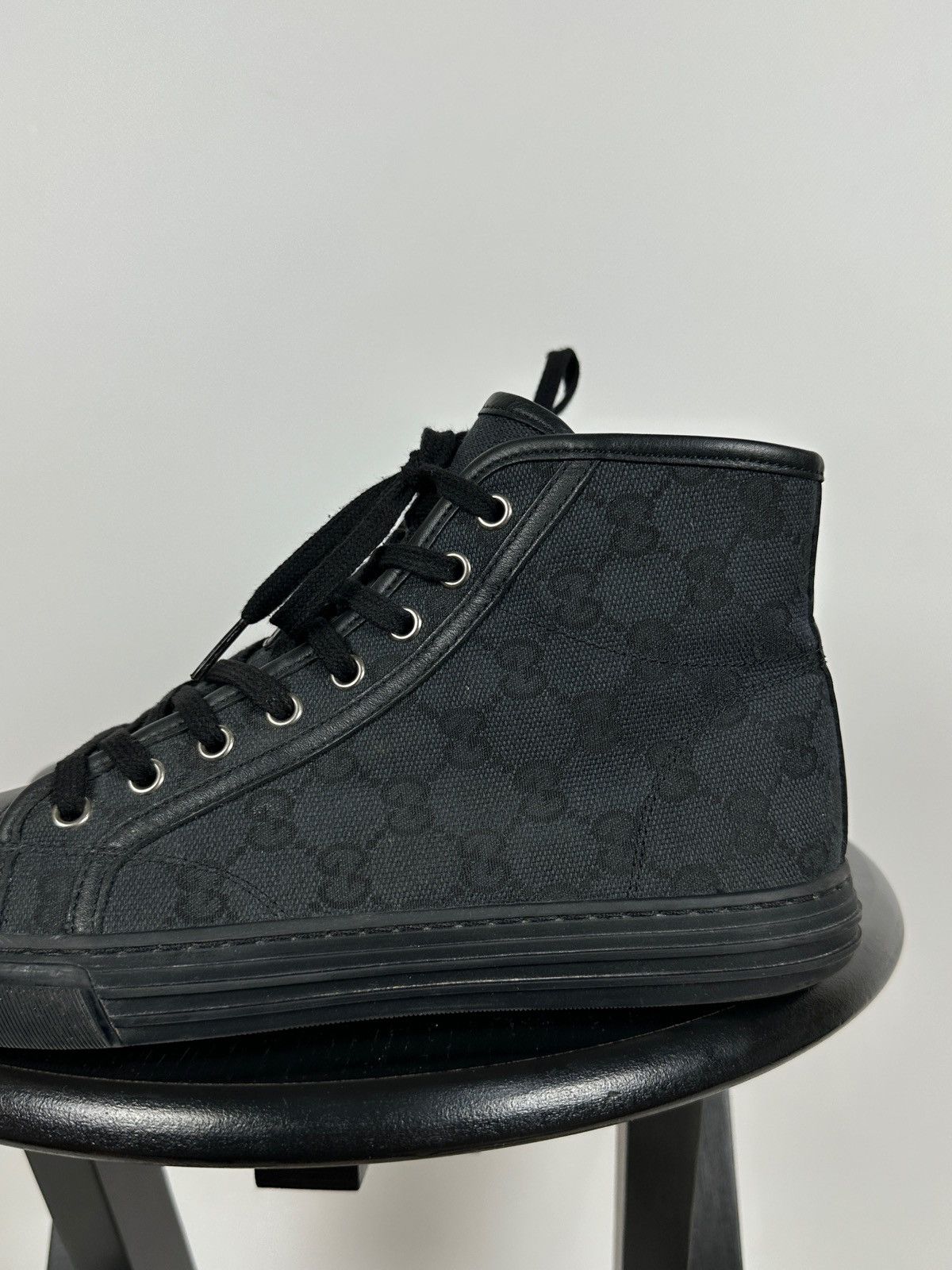 Gucci Gucci 426188 GG Leather/Canvas Monogram High Top Sneaker Size US 5.5 / EU 38 - 15 Thumbnail