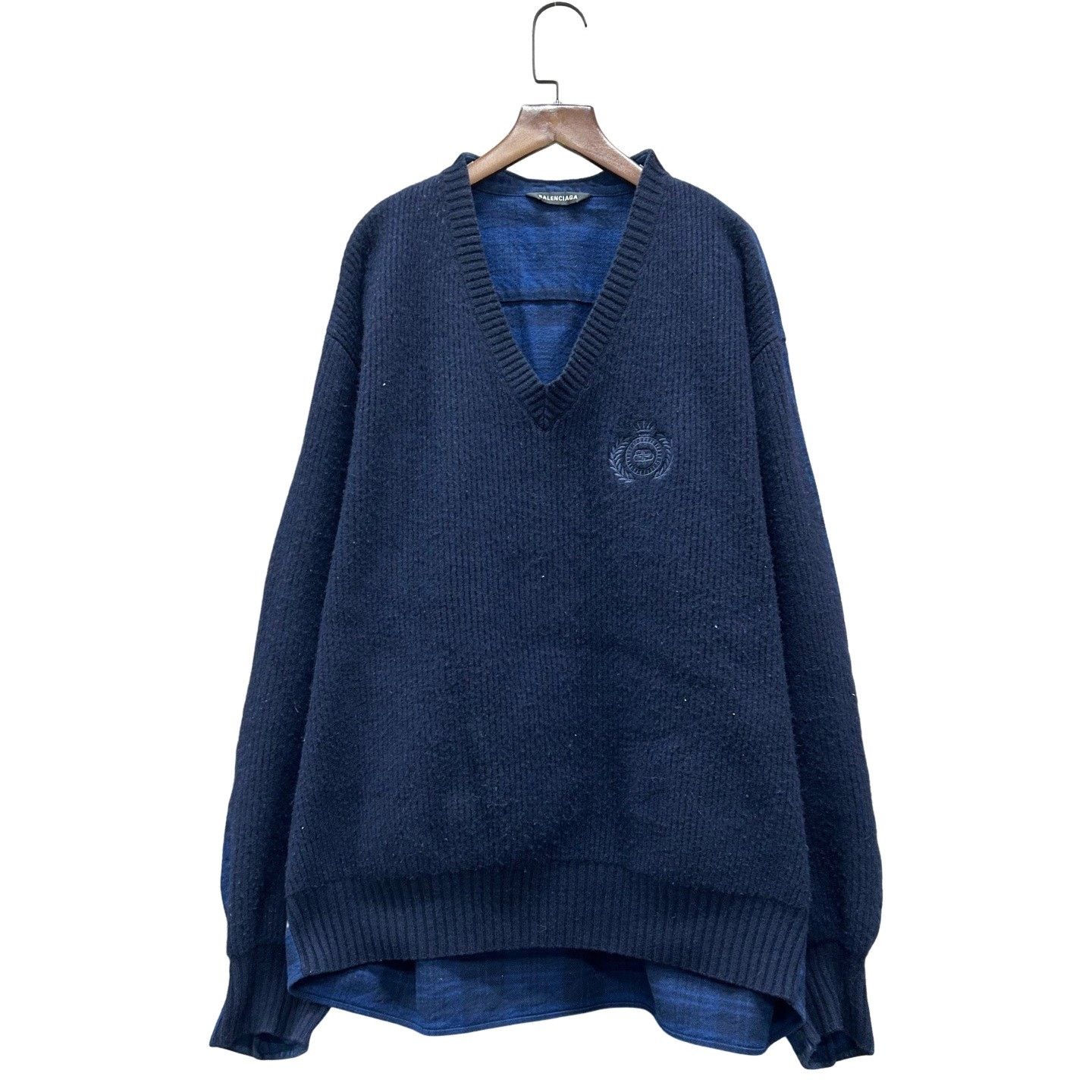 Balenciaga Balenciaga Layered Knit Sweater Navy Size M Size US M / EU 48-50 / 2 - 1 Thumbnail